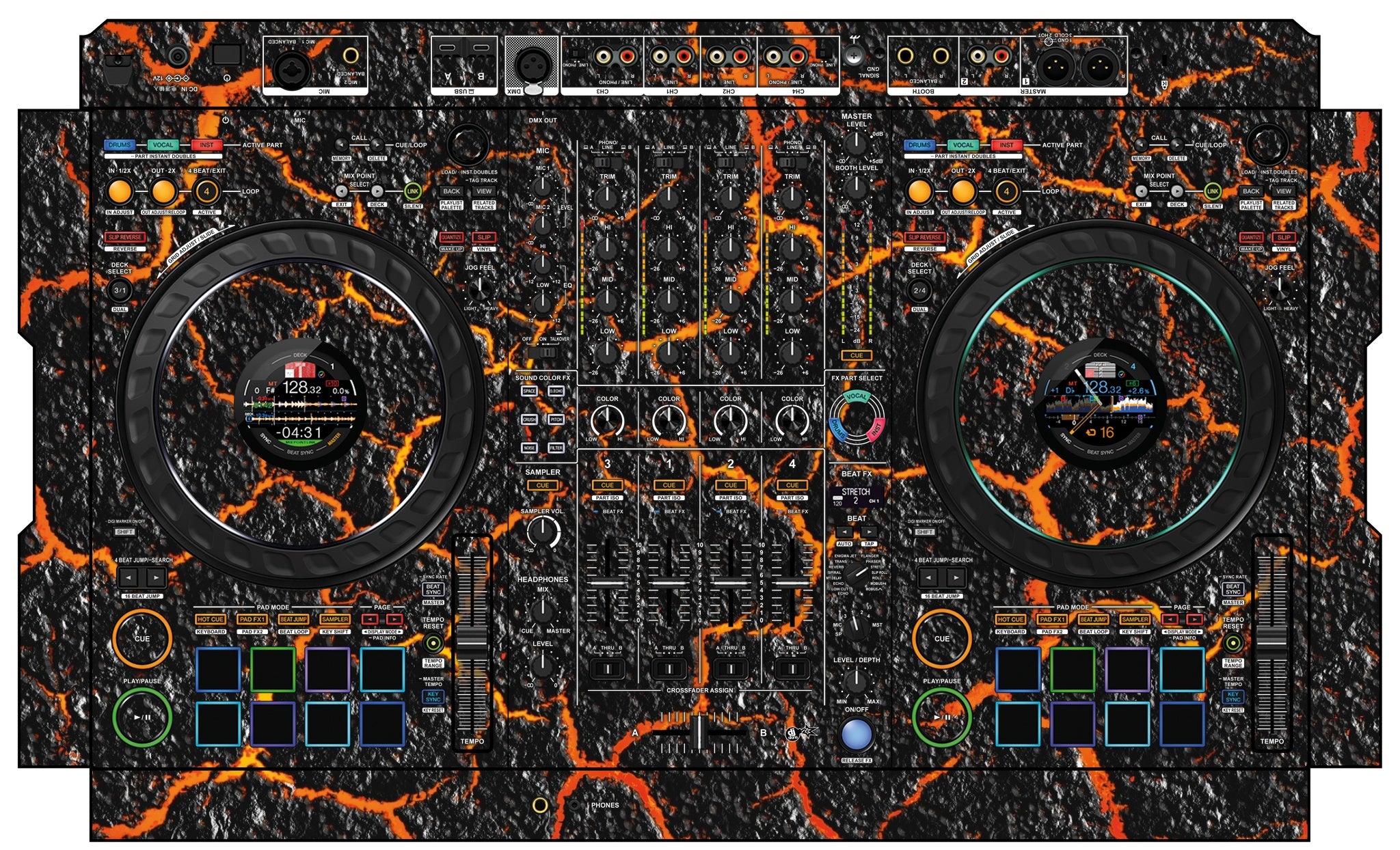 Pioneer DJ DDJ FLX10 Skin Lava