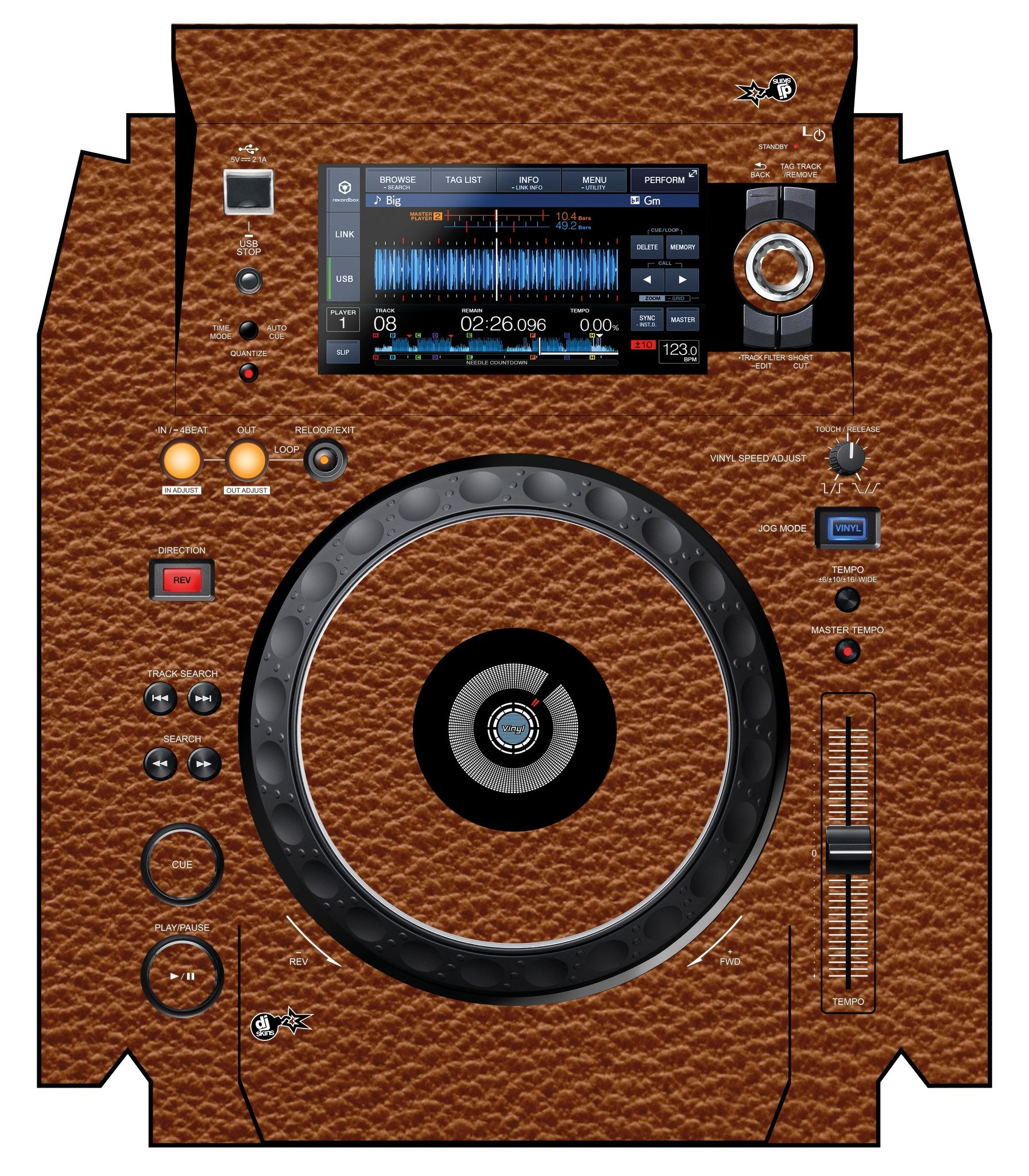 Pioneer DJ XDJ 1000 MK2 Skin Leather