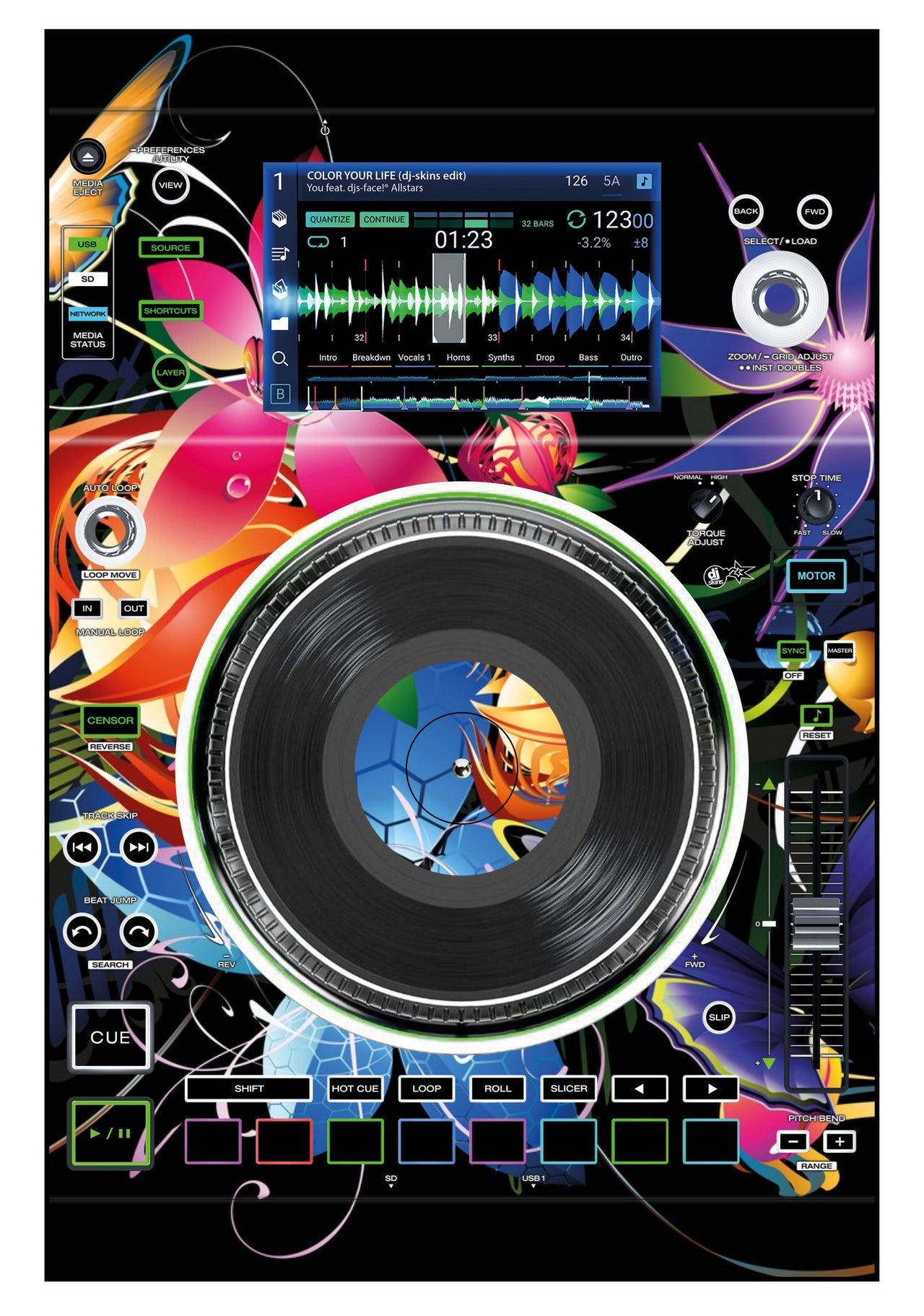 Denon DJ SC 5000 M Skin Lotus Garden