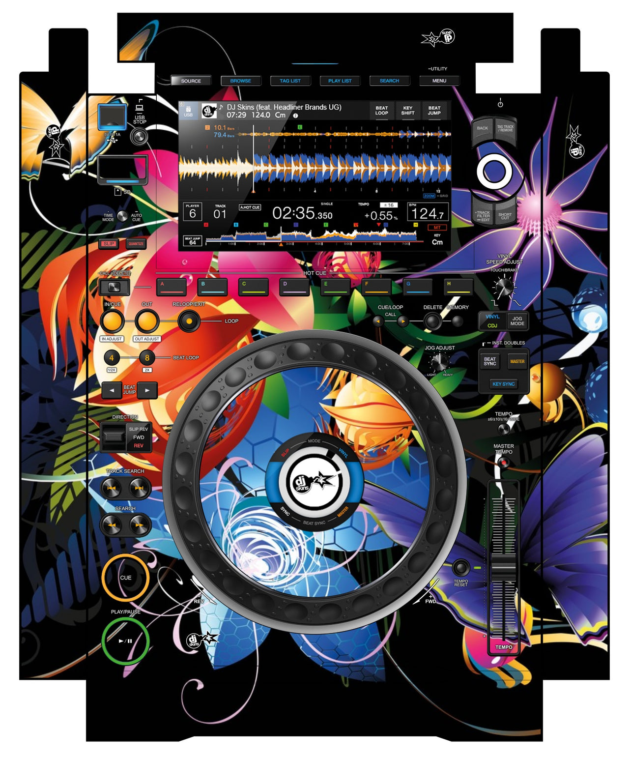 Pioneer DJ CDJ 3000 incl. SIDES Skin Lotus Garden