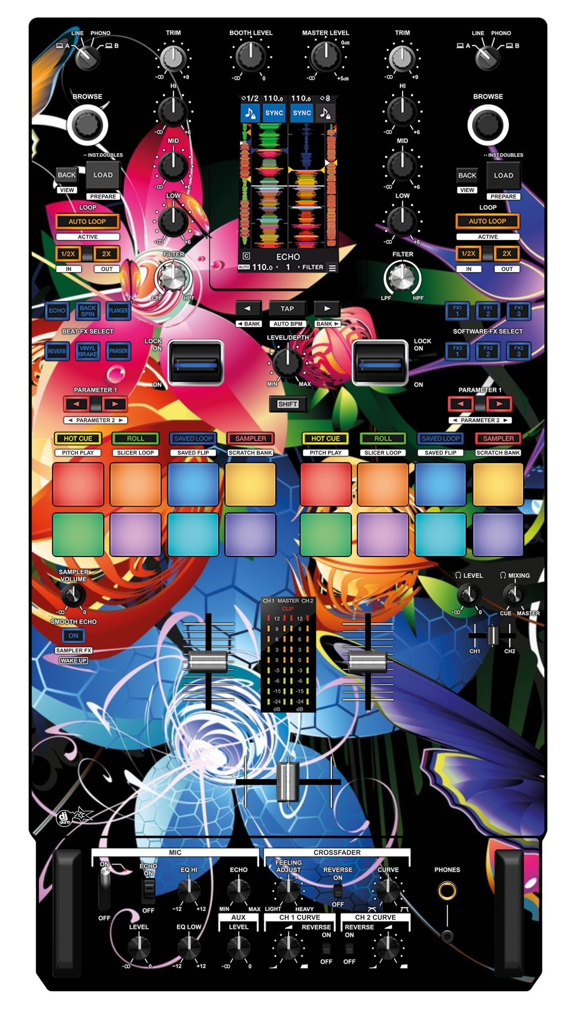 Pioneer DJ DJM S11 Skin Lotus Garden