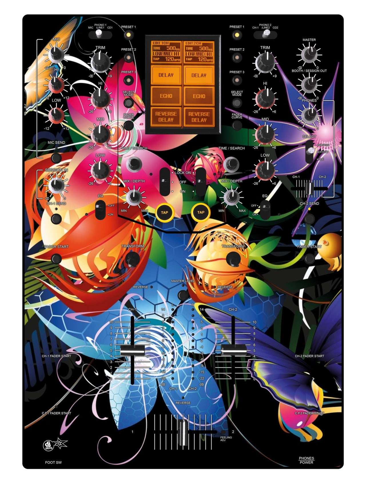Pioneer DJ DJM 909 Skin Lotus Garden