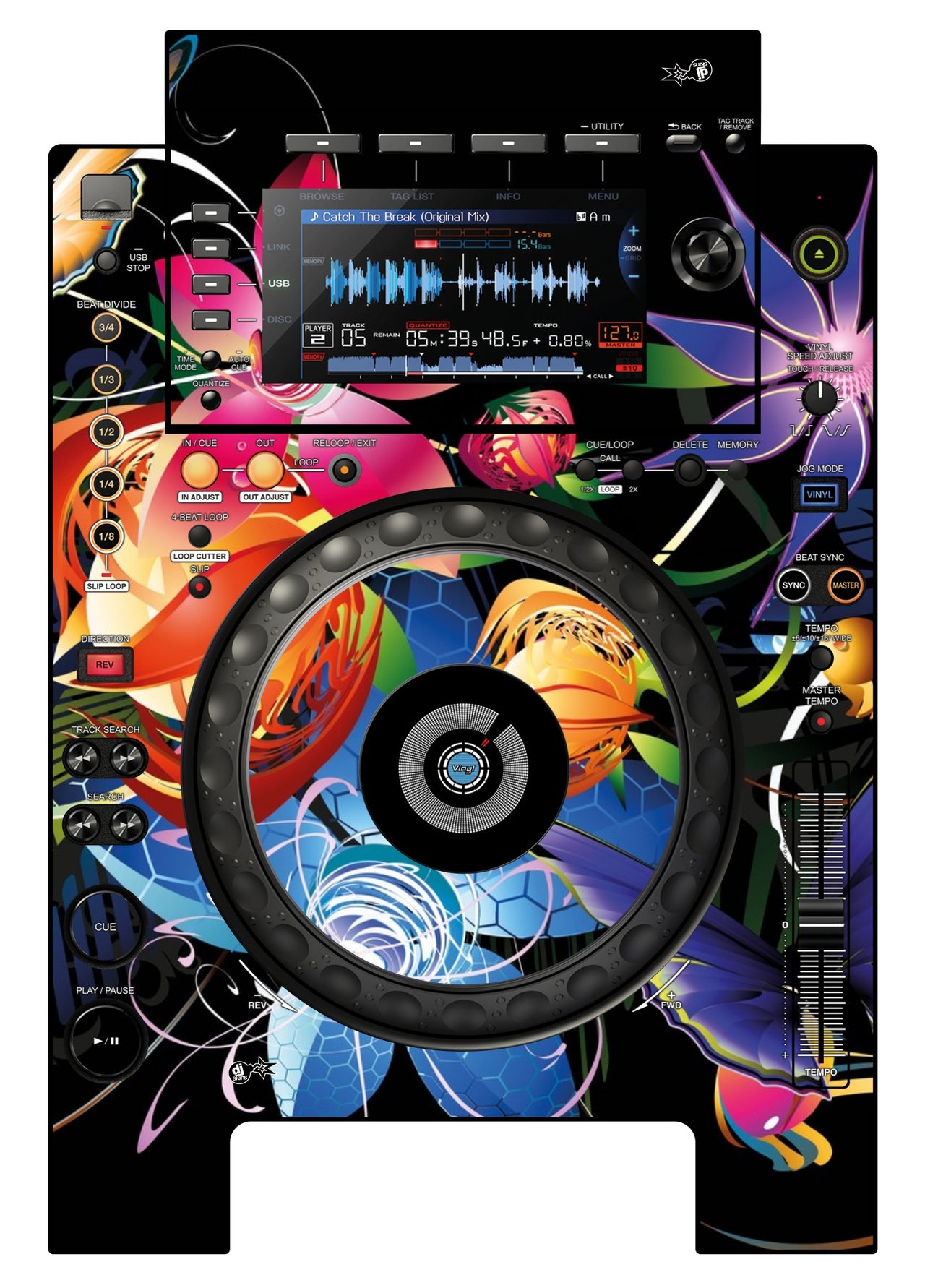 Pioneer DJ CDJ 900 NEXUS Skin Lotus Garden