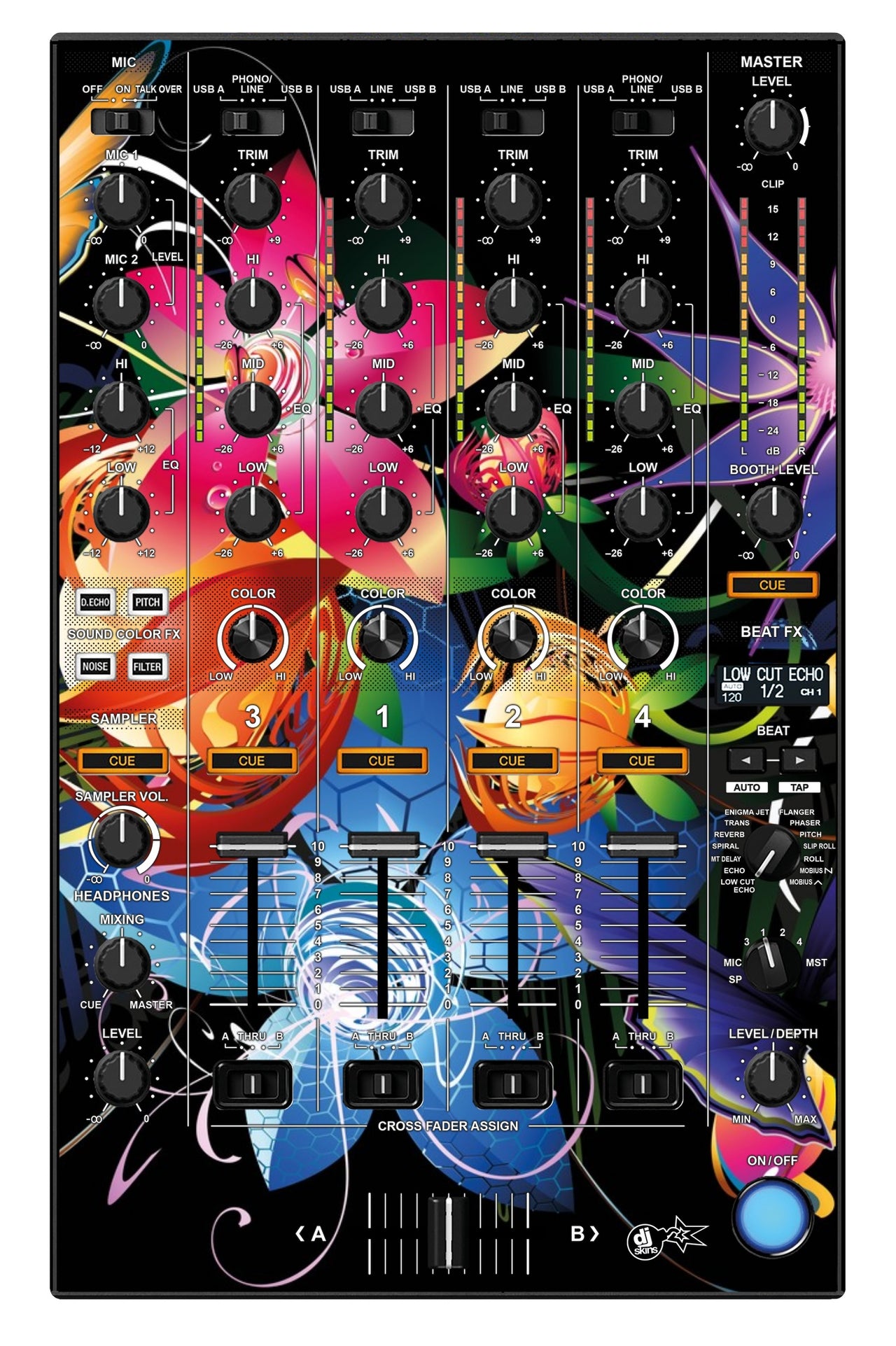 Pioneer DJ DDJ 1000 SRT MIXER Skin Lotus Garden