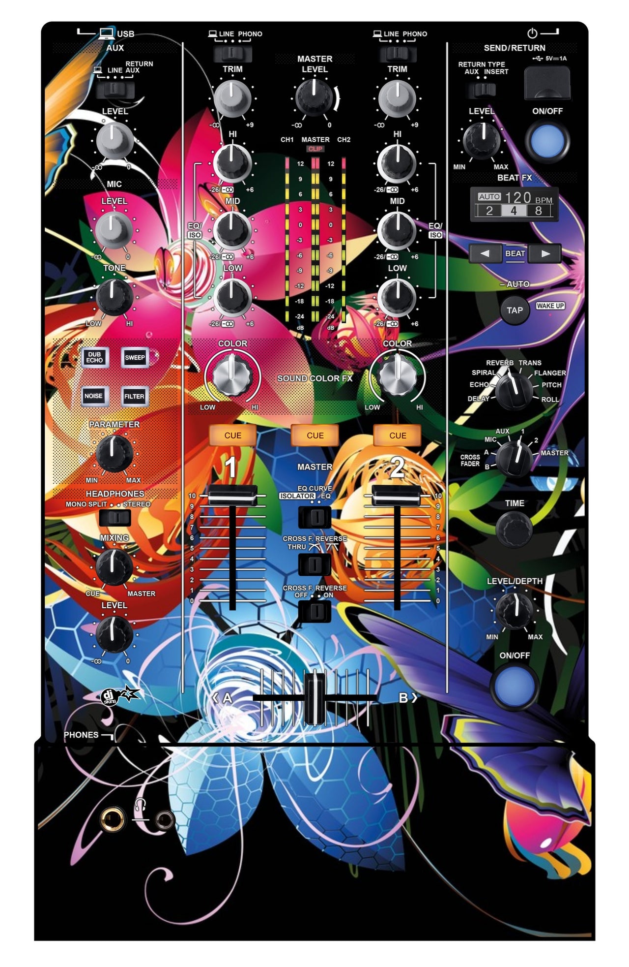 Pioneer DJ DJM 450 Skin Lotus Garden