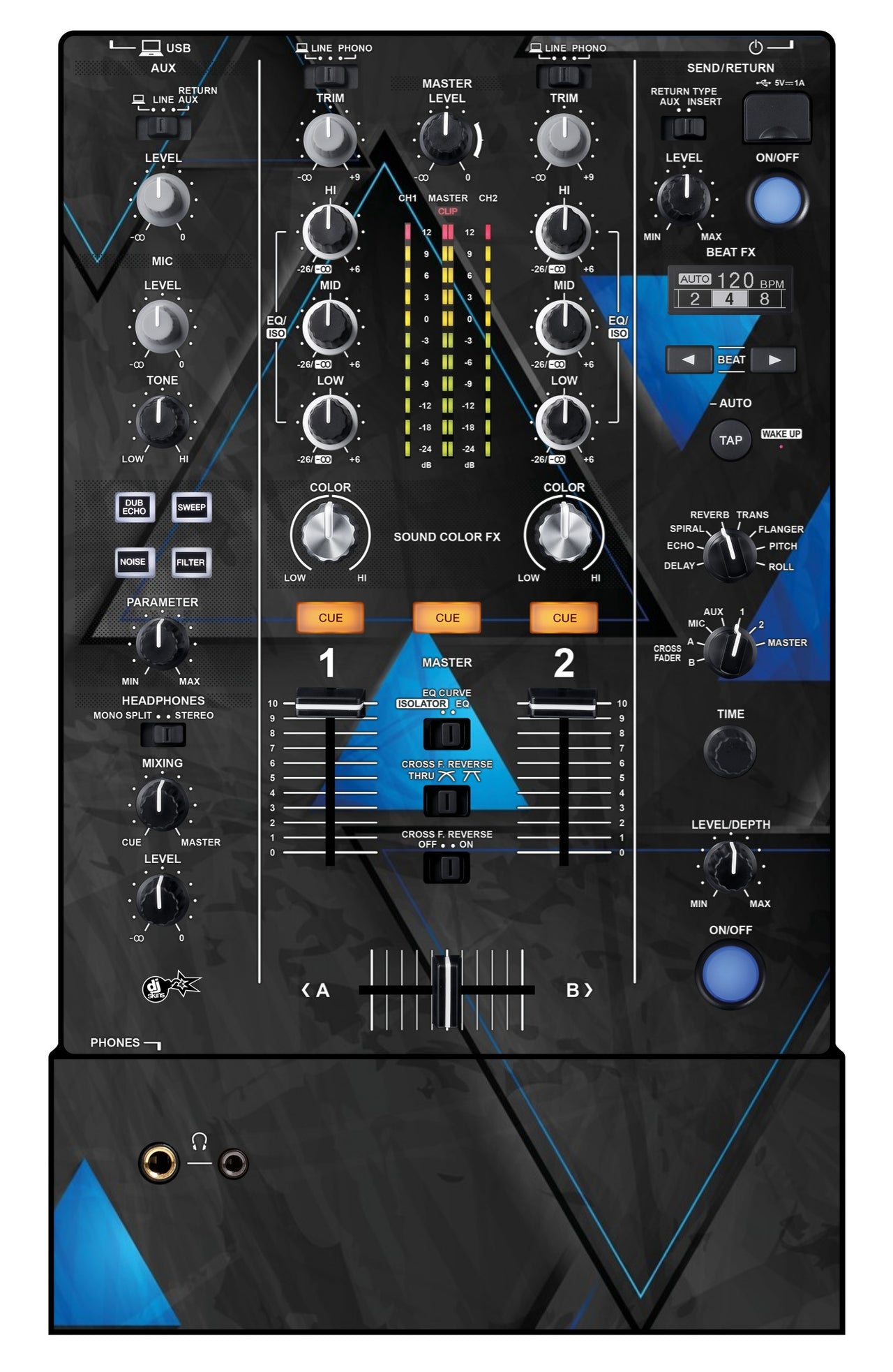 Pioneer DJ DJM 450 Skin Metallic Bermuda Blue