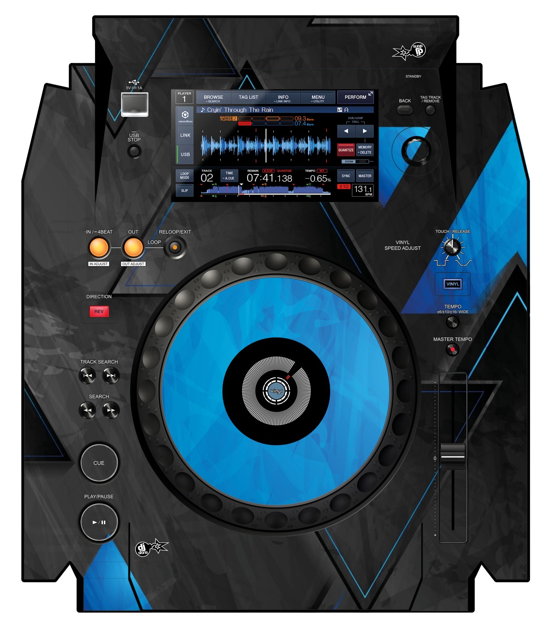 Pioneer DJ XDJ 1000 Skin Metallic Bermuda Blue