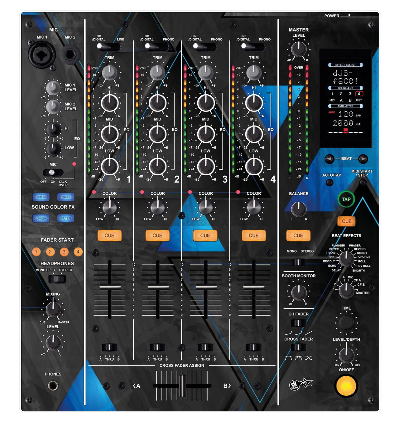 Pioneer DJ DJM 800 Skin Metallic Bermuda Blue