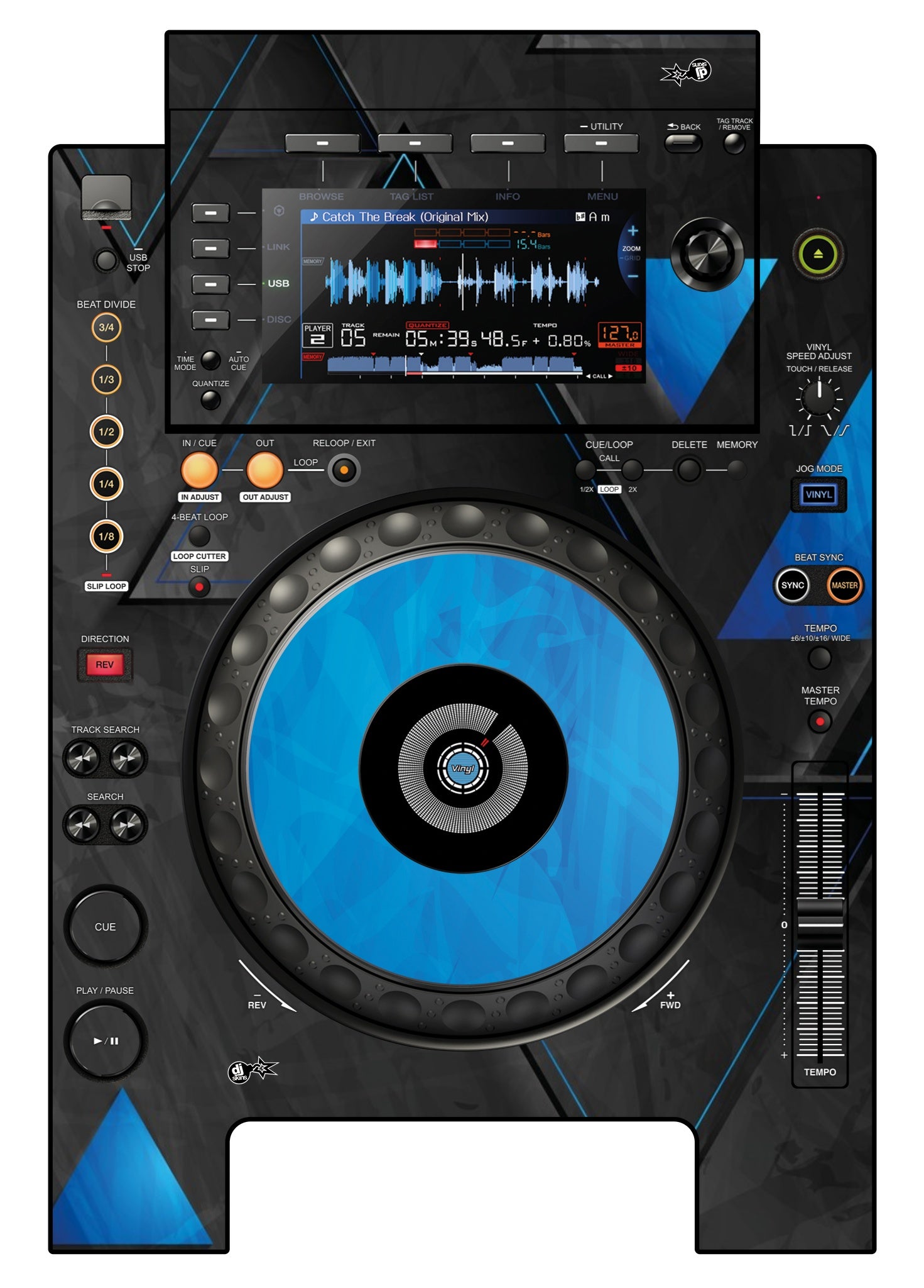 Pioneer DJ CDJ 900 NEXUS Skin Metallic Bermuda Blue