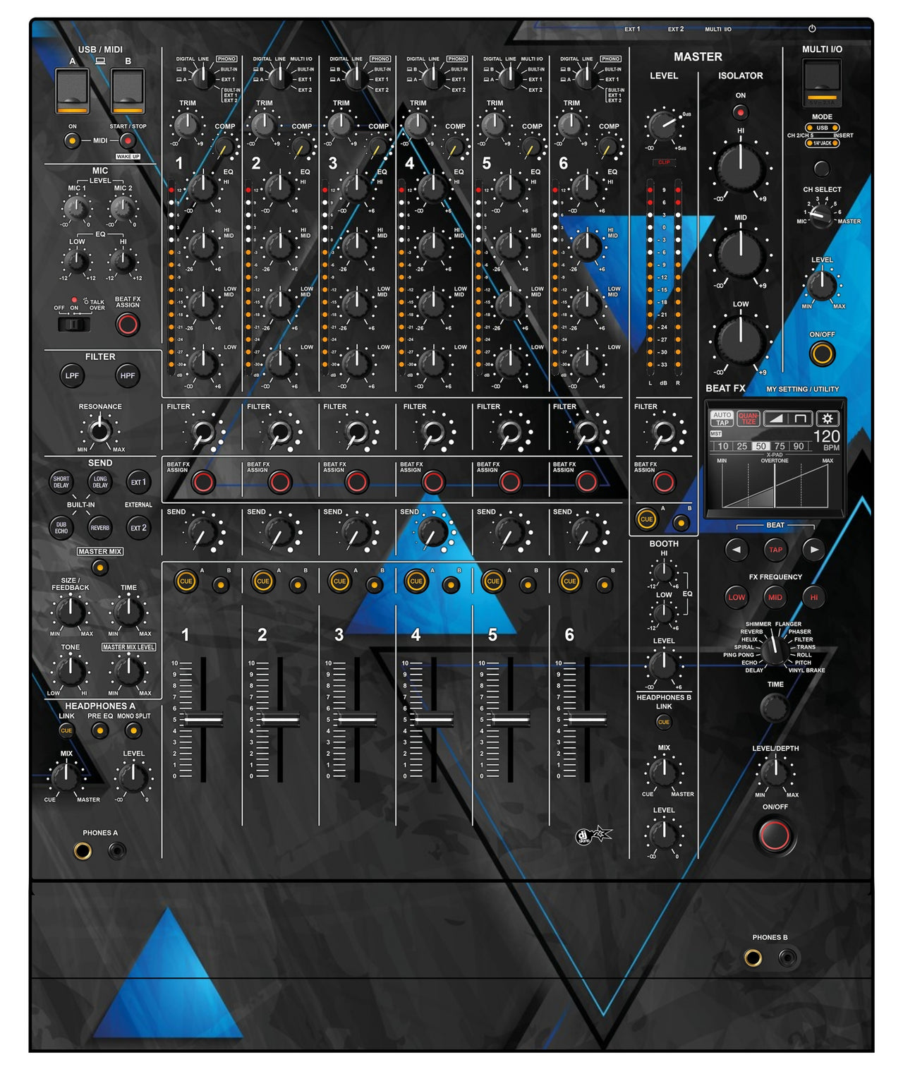 Pioneer DJ DJM V10 LF Skin Metallic Bermuda Blue
