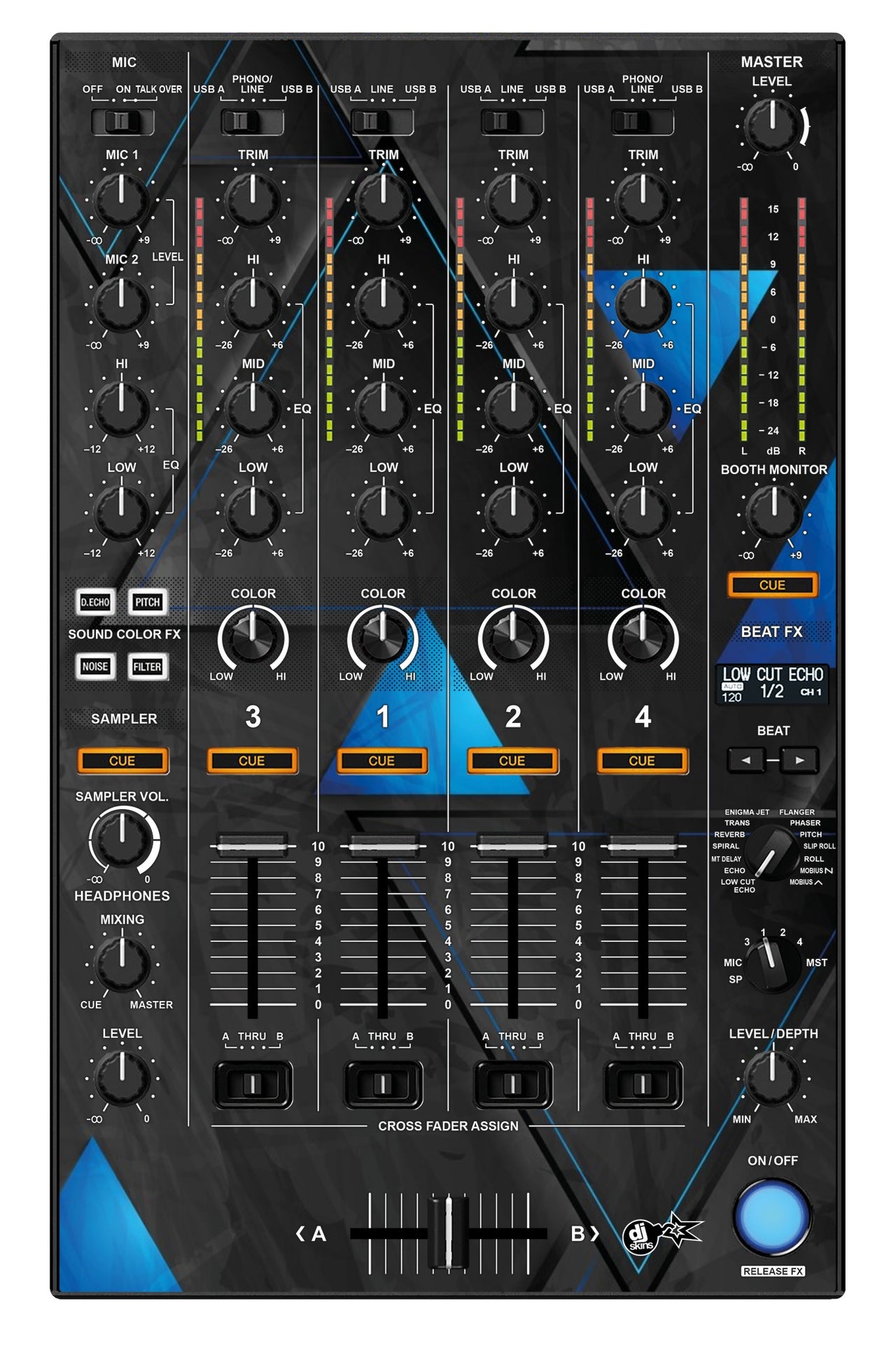 Pioneer DJ DDJ 1000 MIXER Skin Metallic Bermuda Blue