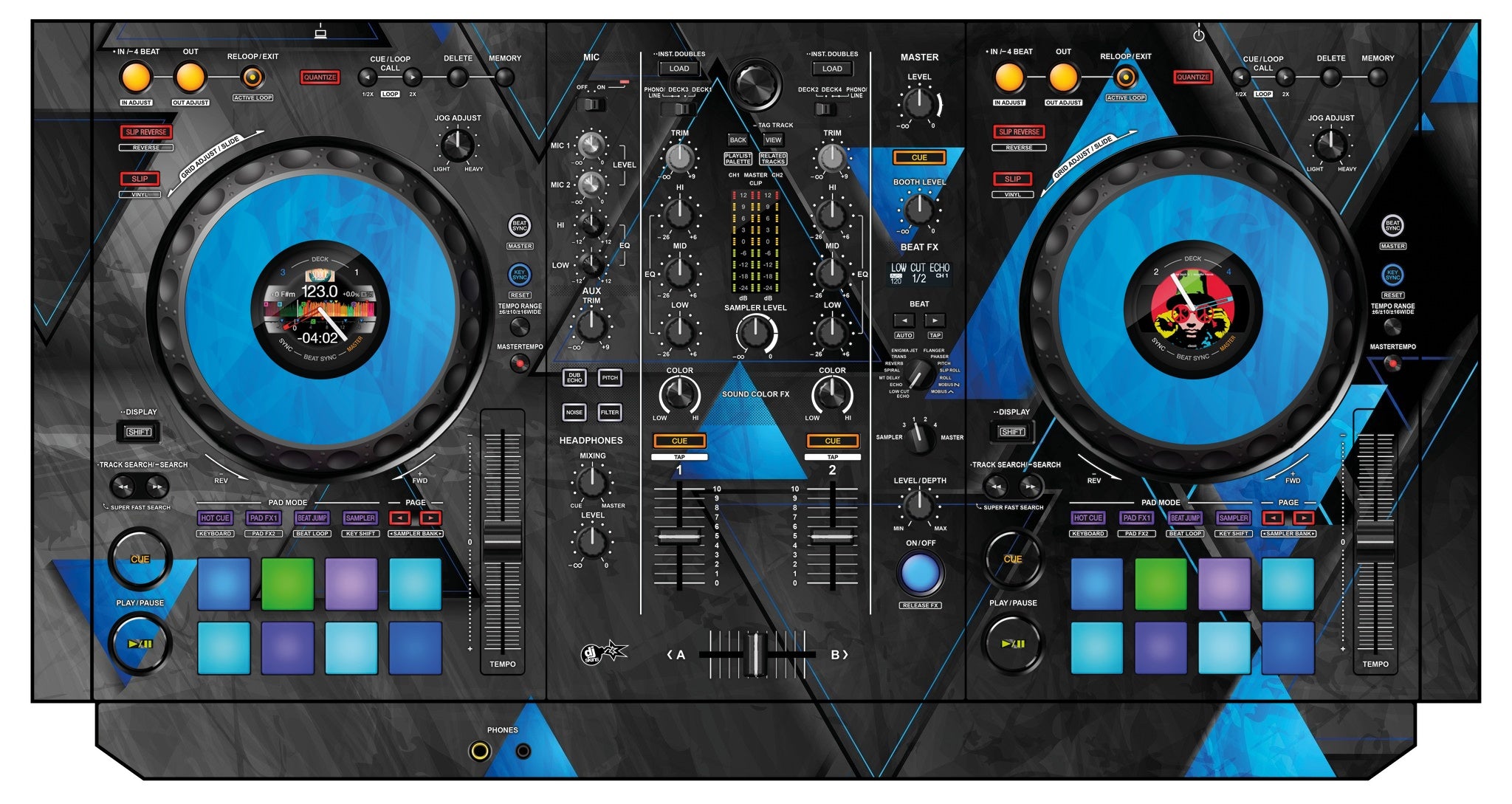 Pioneer DJ DDJ 800 Skin Metallic Bermuda Blue