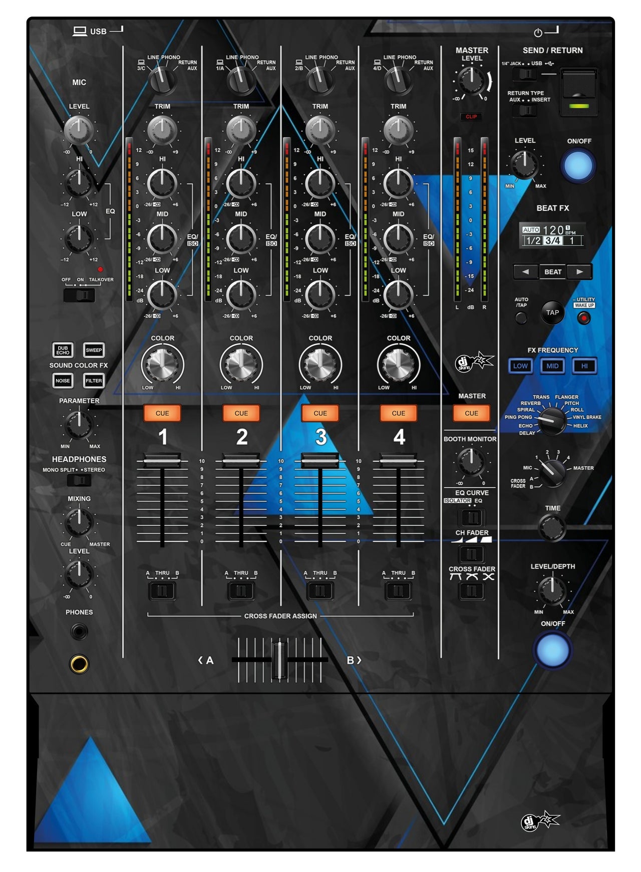Pioneer DJ DJM 750 MK2 Skin Metallic Bermuda Blue