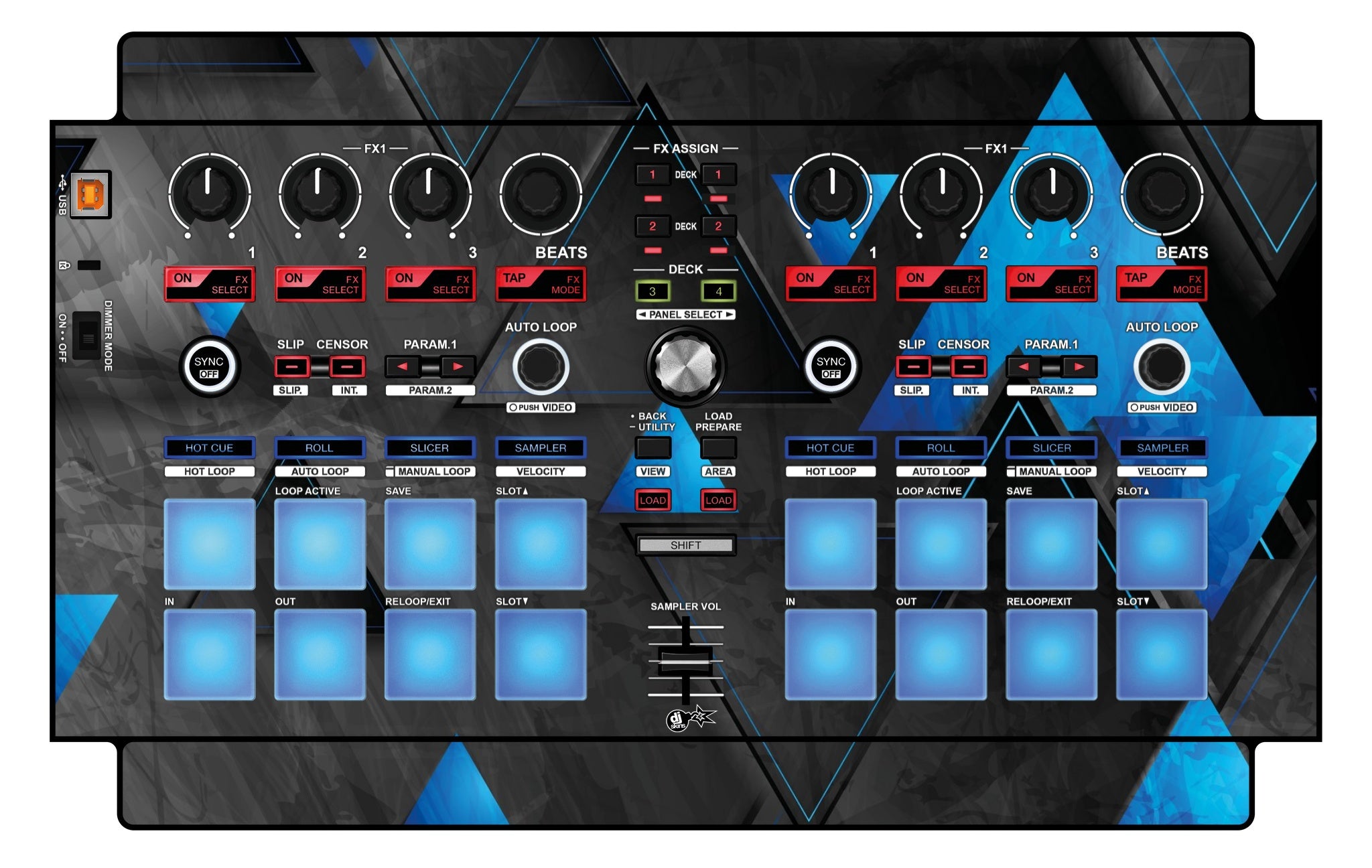 Pioneer DJ DDJ SP 1 Skin Metallic Bermuda Blue