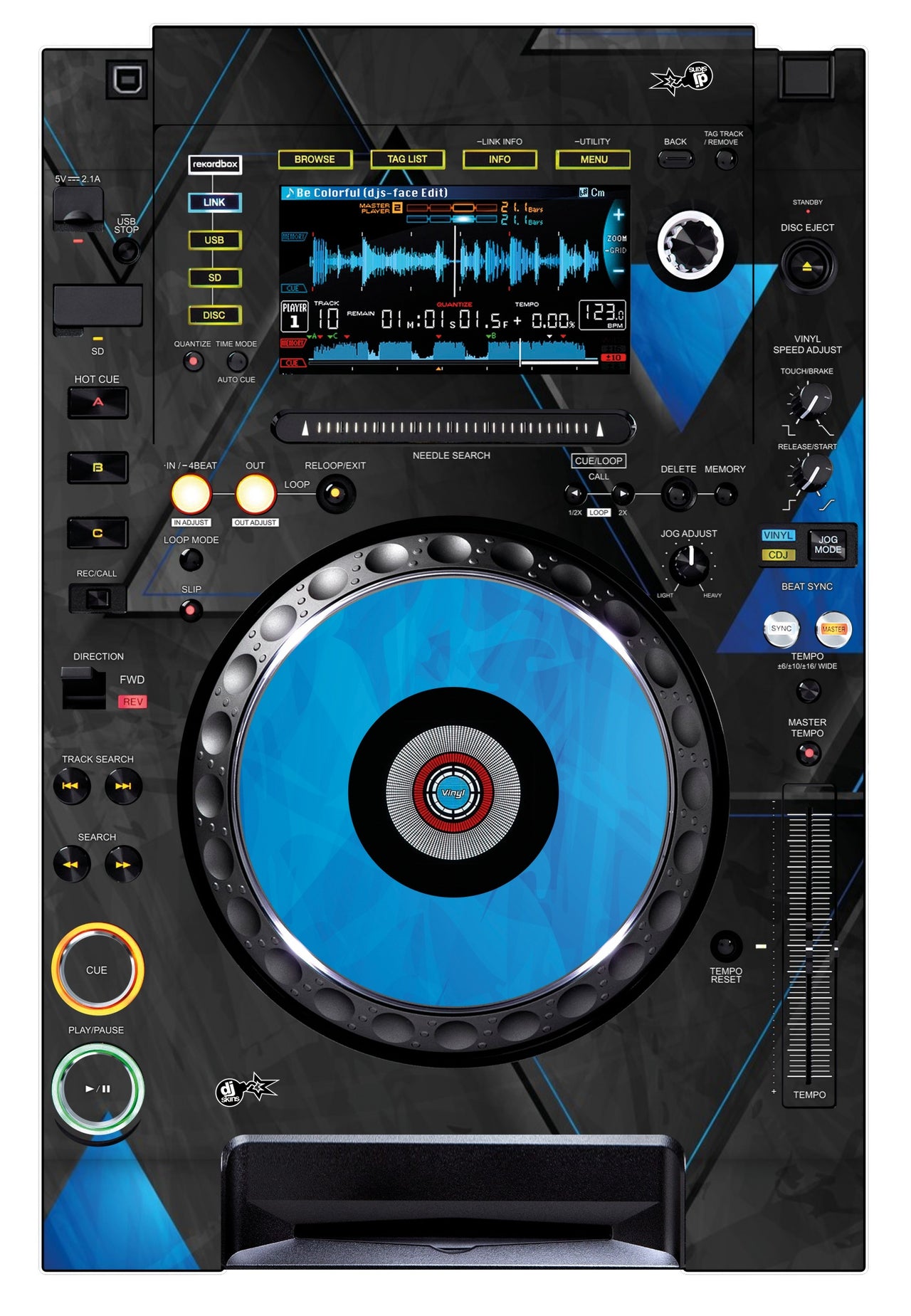 Pioneer DJ CDJ 2000 NEXUS Skin Metallic Bermuda Blue