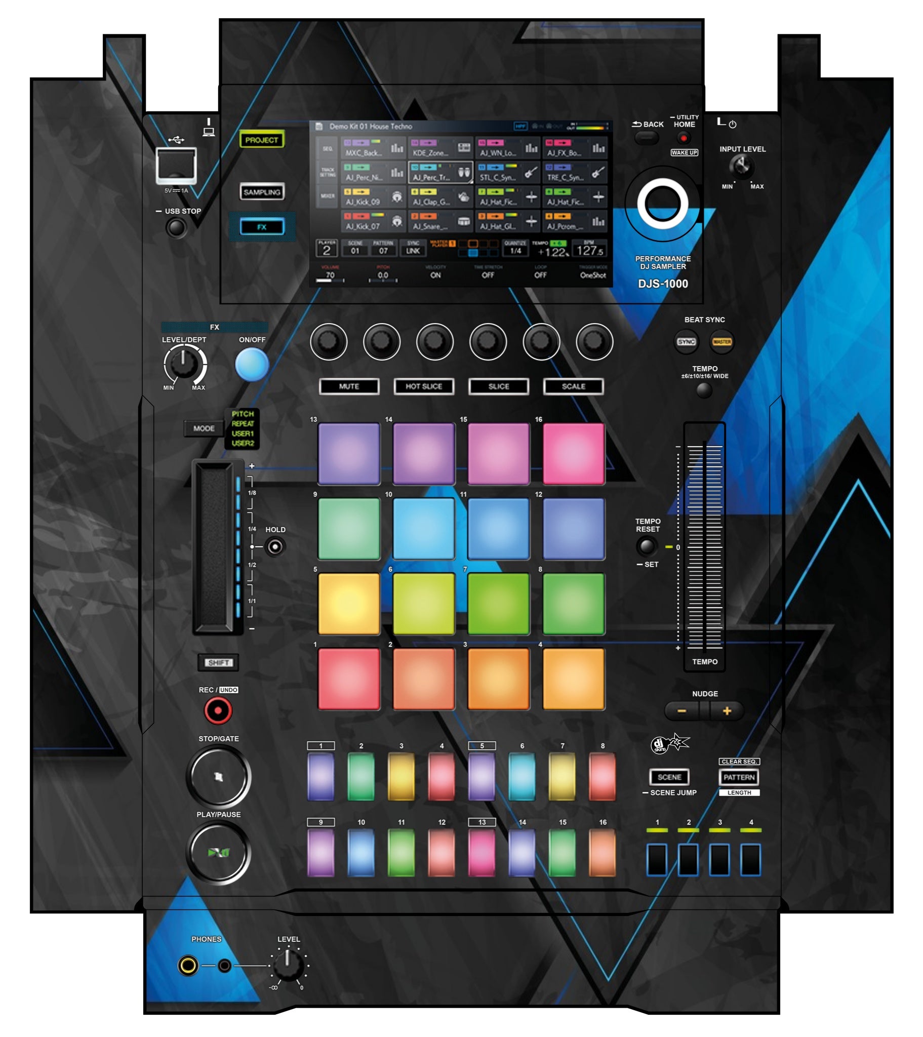 Pioneer DJ DJS 1000 Skin Metallic Bermuda Blue