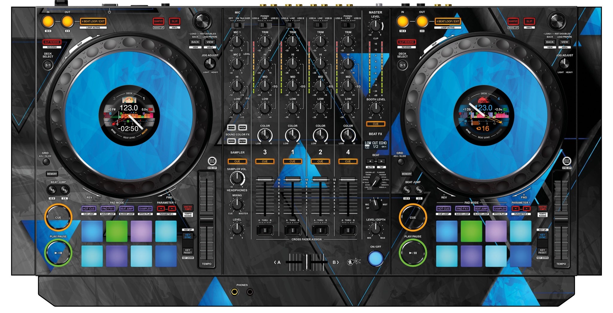 Pioneer DJ DDJ 1000 SRT Skin Metallic Bermuda Blue
