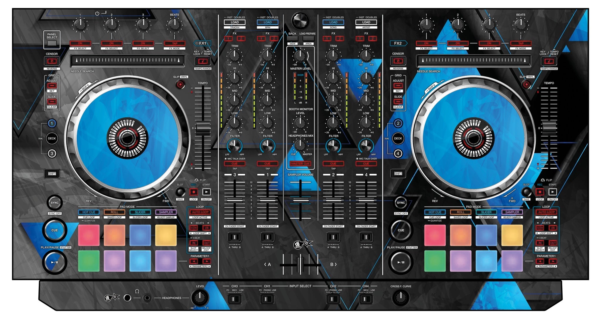 Pioneer DJ DDJ SX 2 Skin Metallic Bermuda Blue