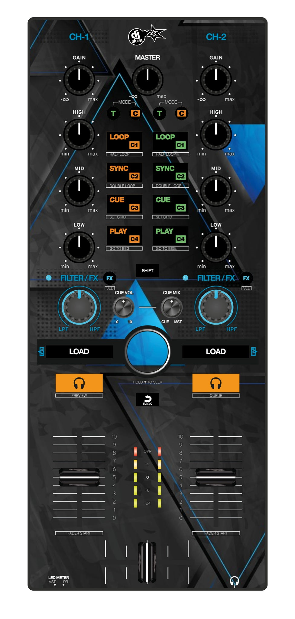 Reloop Mixtour Skin Metallic Bermuda Blue