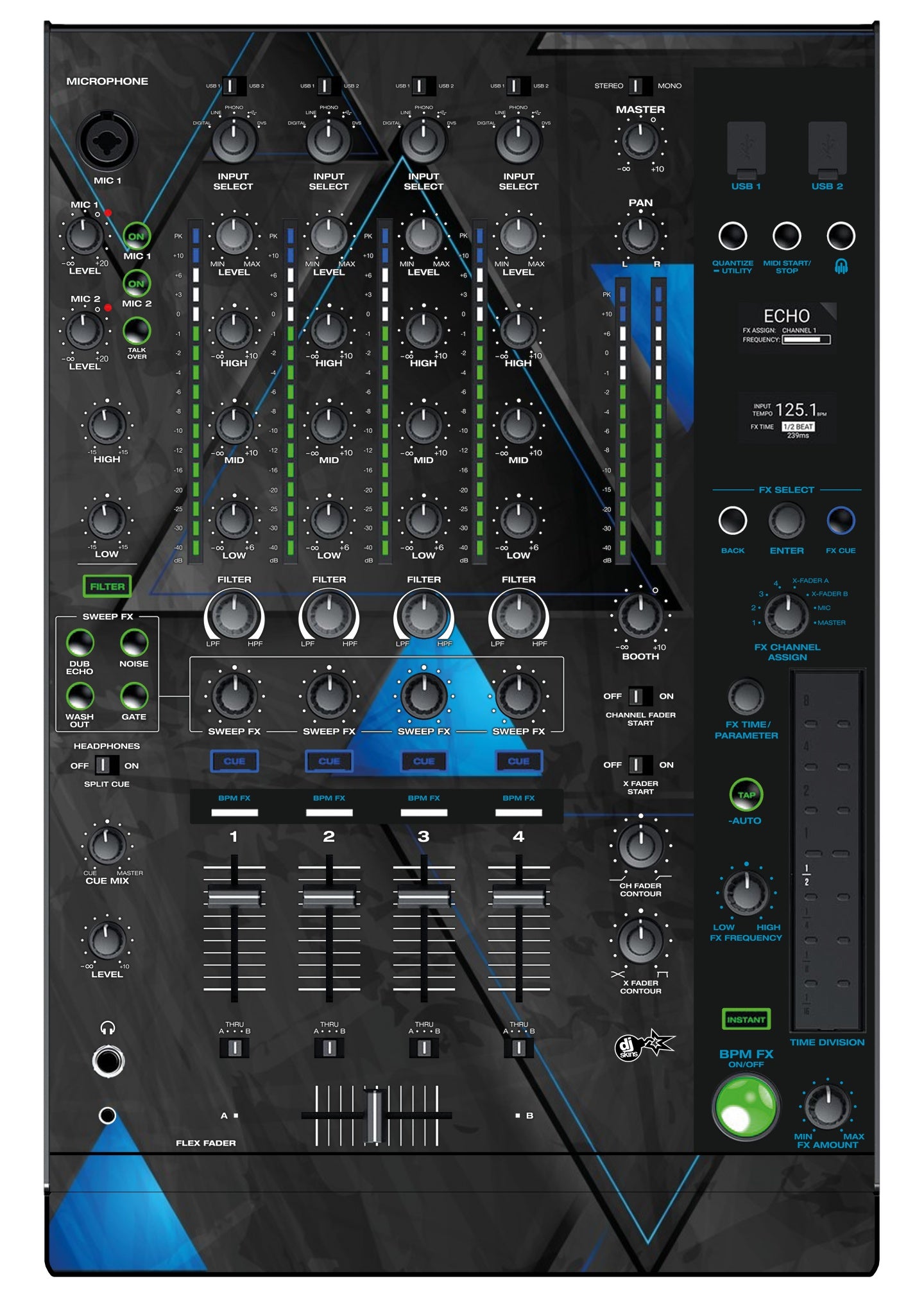 Denon DJ X 1850 Skin Metallic Bermuda Blue