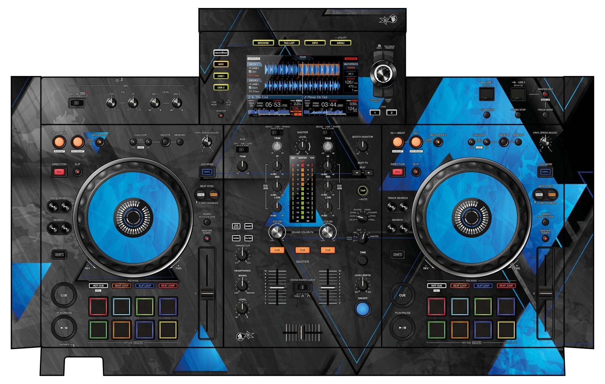 Pioneer DJ XDJ RX 2 Skin Metallic Bermuda Blue