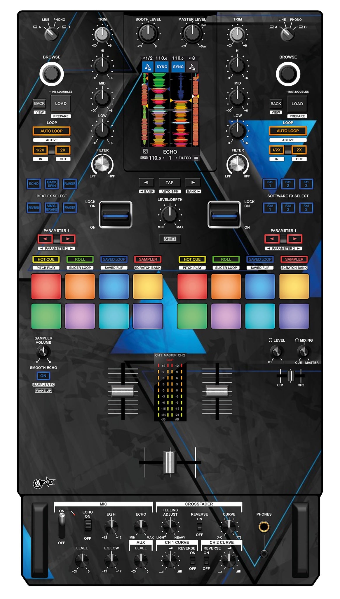 Pioneer DJ DJM S11 Skin Metallic Bermuda Blue