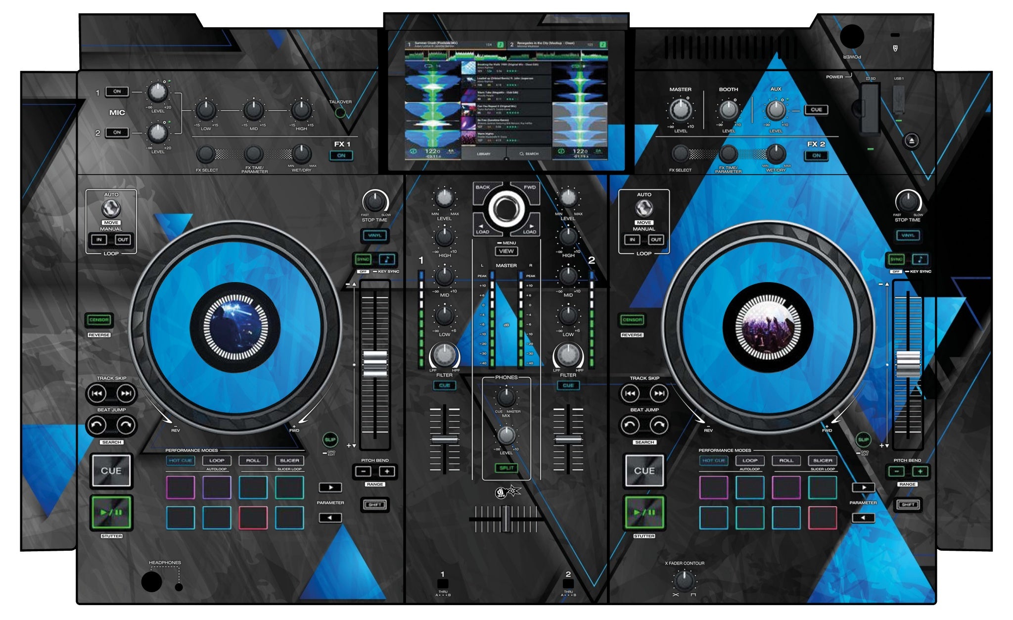 Denon DJ PRIME 2 Skin Metallic Bermuda Blue