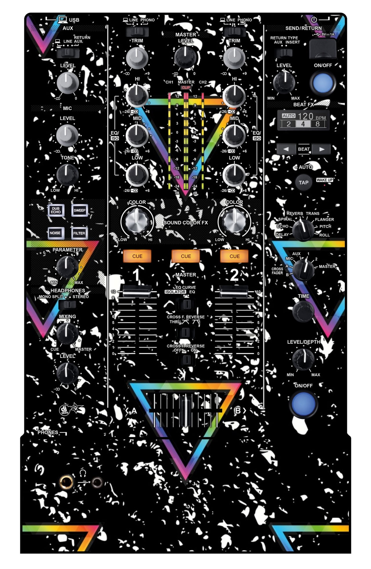 Pioneer DJ DJM 450 Skin Minimal Rainbow