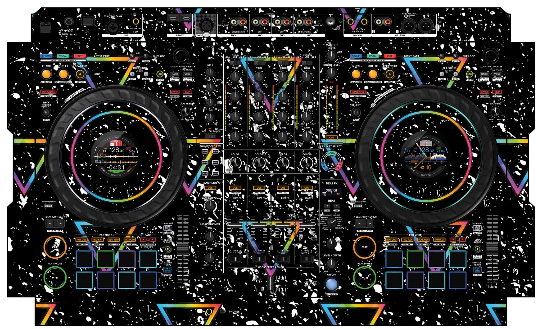 Pioneer DJ DDJ FLX10 Skin Minimal Rainbow