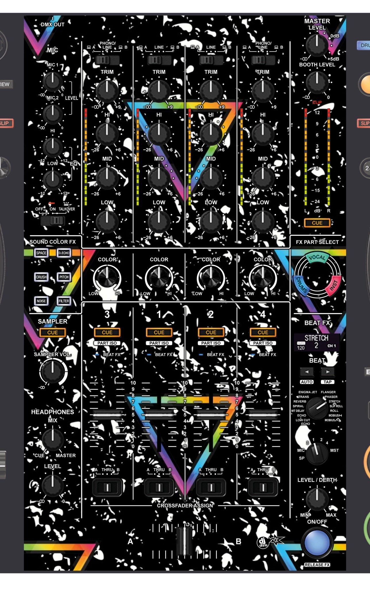 Pioneer DJ DDJ FLX10 MIXER Skin Minimal Rainbow