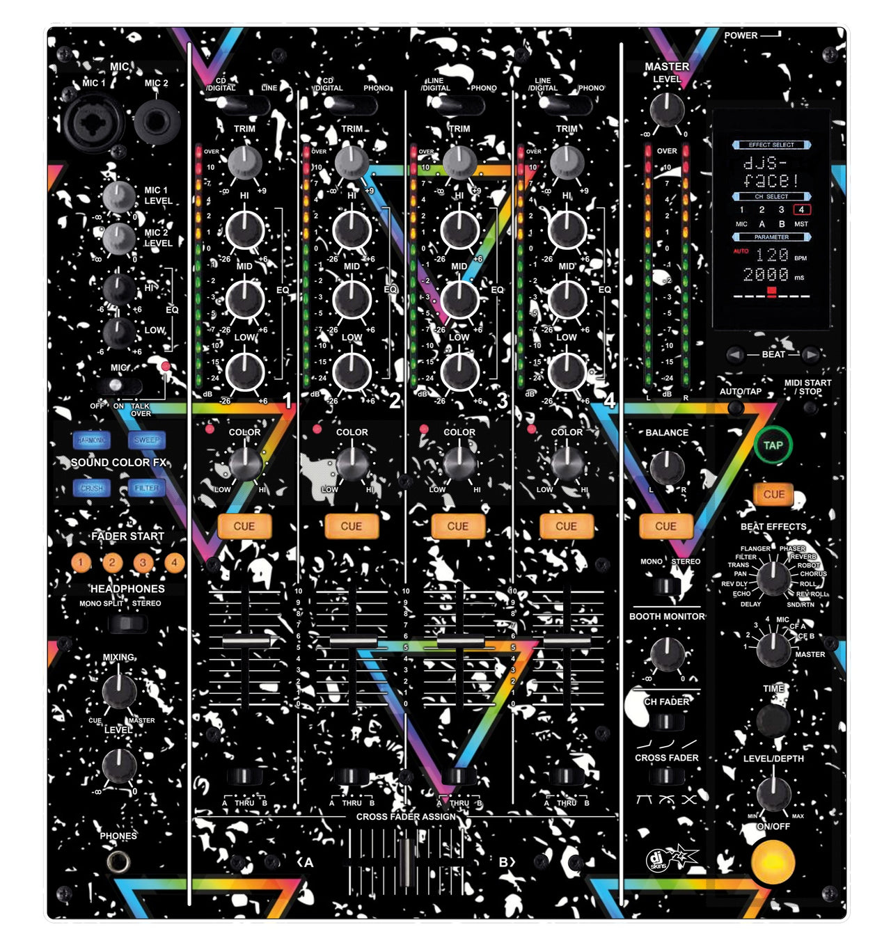 Pioneer DJ DJM 800 Skin Minimal Rainbow