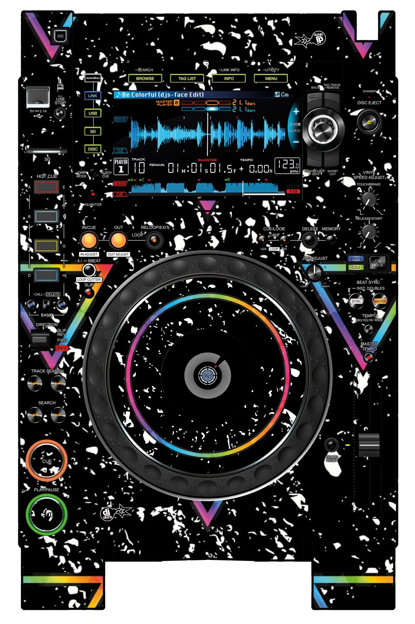 Pioneer DJ CDJ 2000 NEXUS 2 Skin Minimal Rainbow