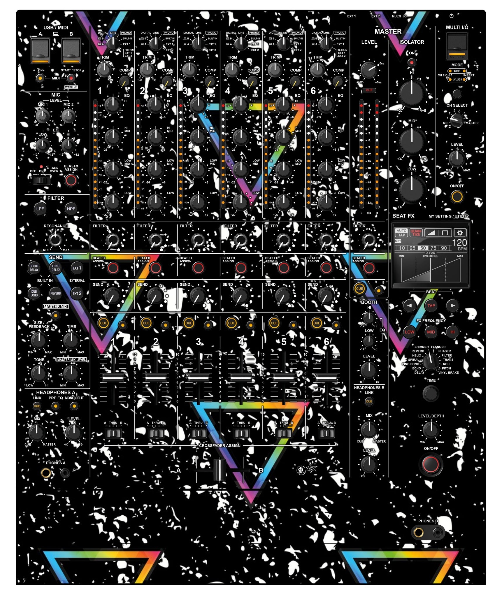 Pioneer DJ DJM V10 Skin Minimal Rainbow