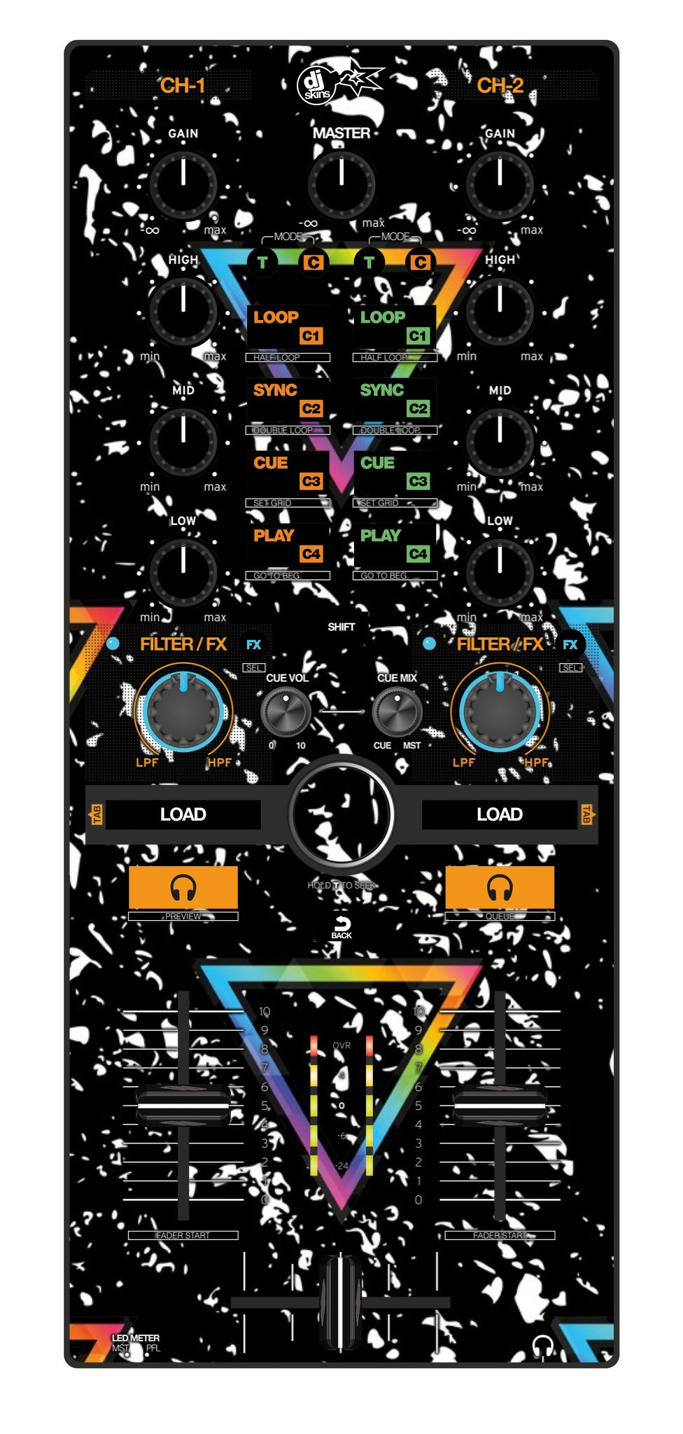 Reloop Mixtour Skin Minimal Rainbow