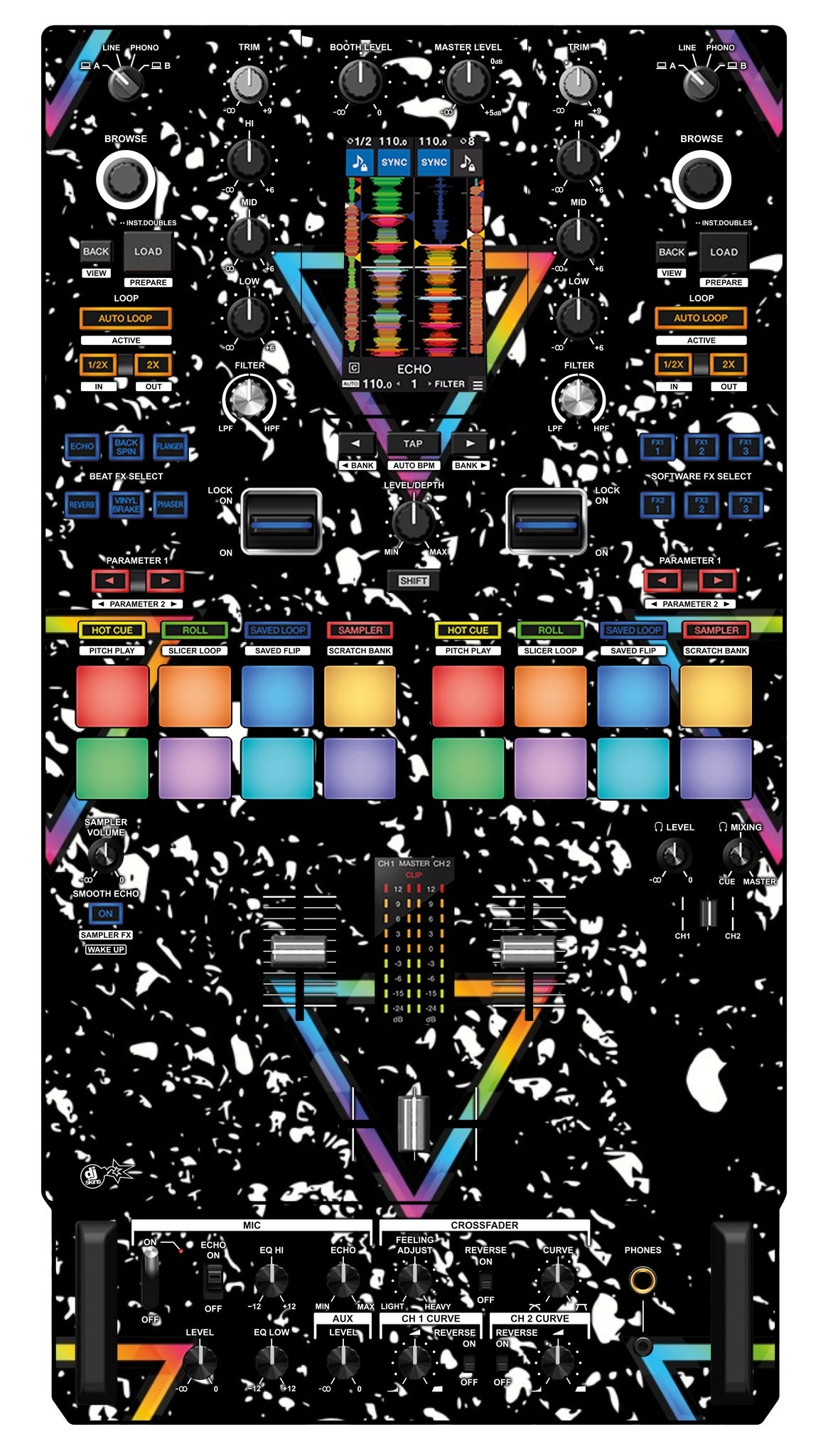 Pioneer DJ DJM S11 Skin Minimal Rainbow