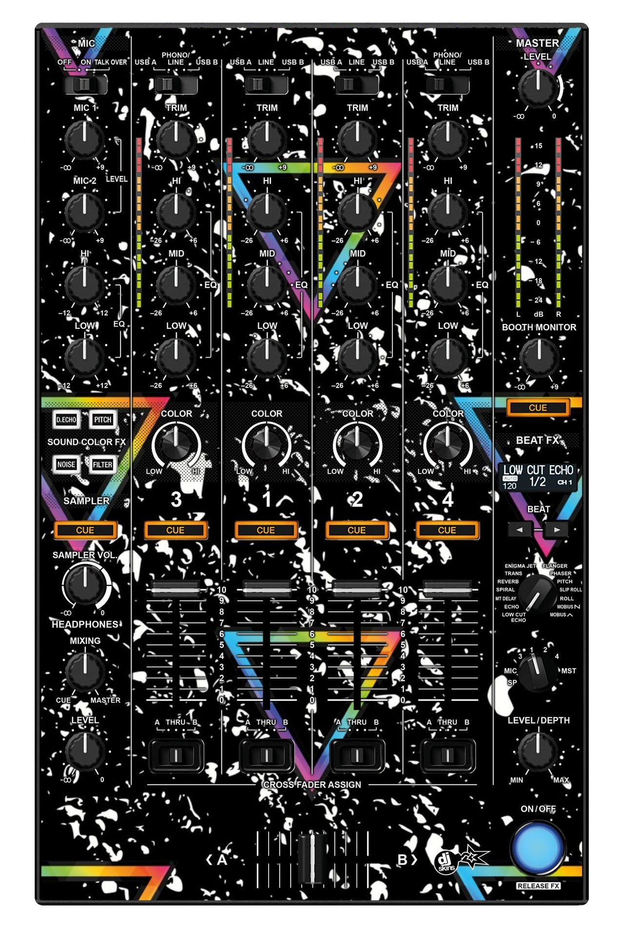 Pioneer DJ DDJ 1000 MIXER Skin Minimal Rainbow