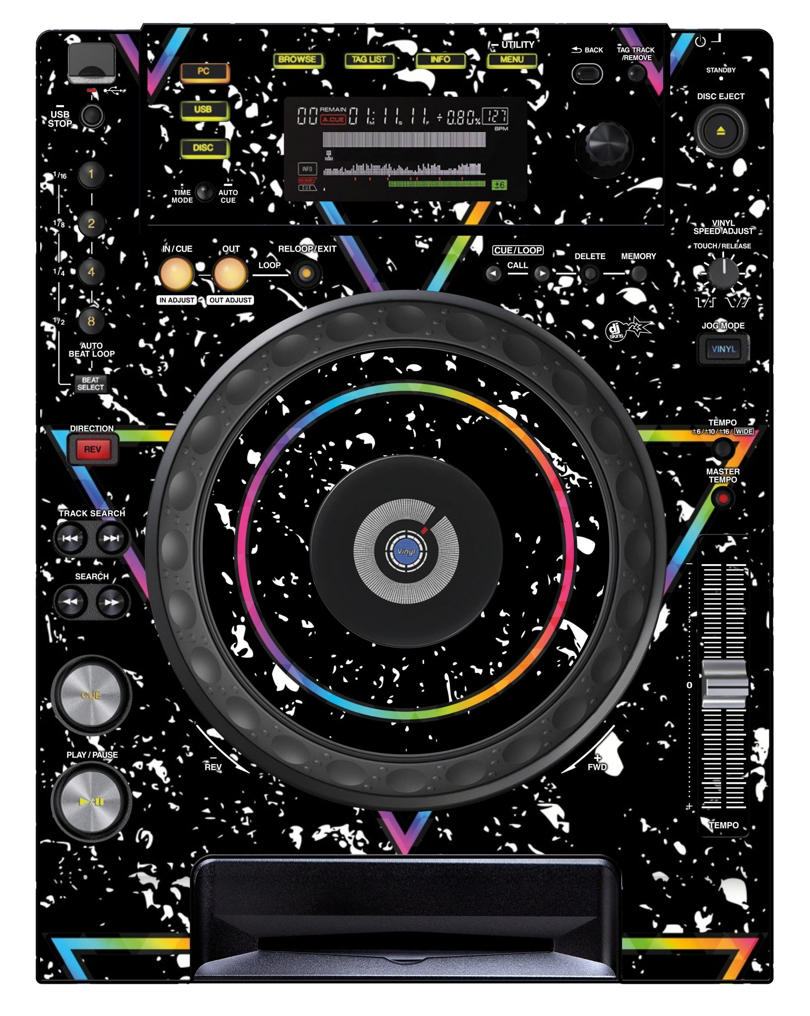 Pioneer DJ CDJ 850 Skin Minimal Rainbow