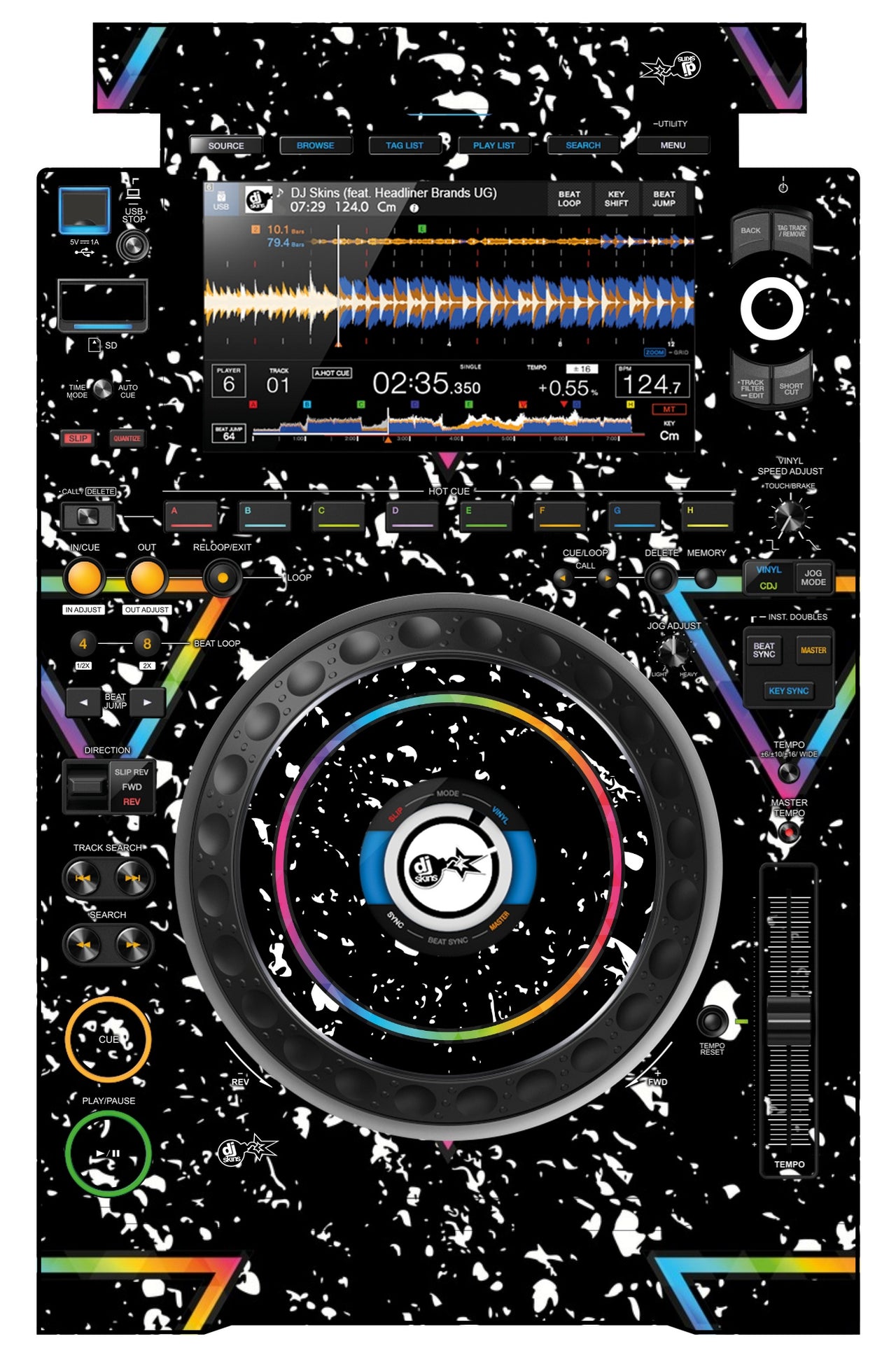 Pioneer DJ CDJ 3000 Skin Minimal Rainbow