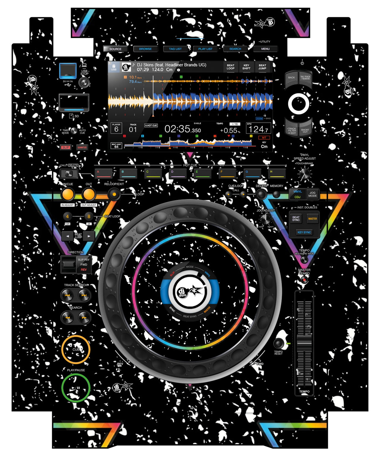 Pioneer DJ CDJ 3000 incl. SIDES Skin Minimal Rainbow