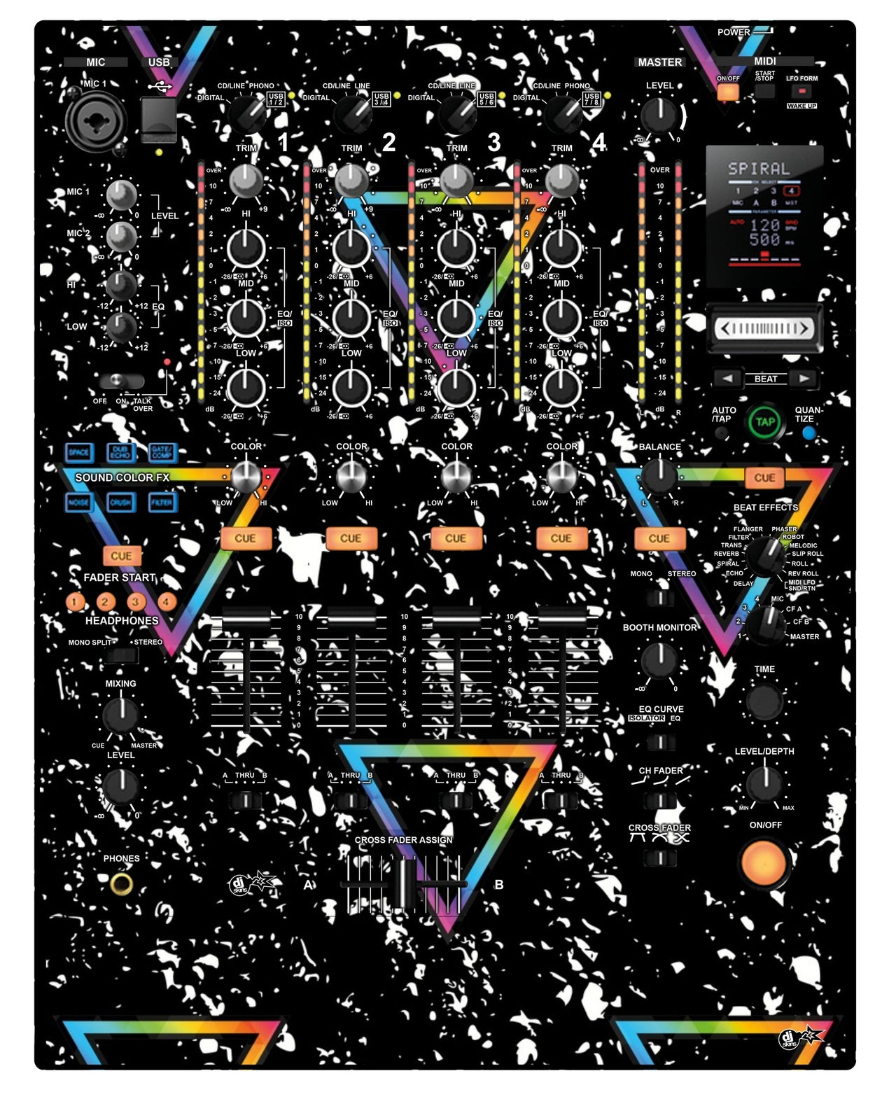 Pioneer DJ DJM 900 NEXUS Skin Minimal Rainbow