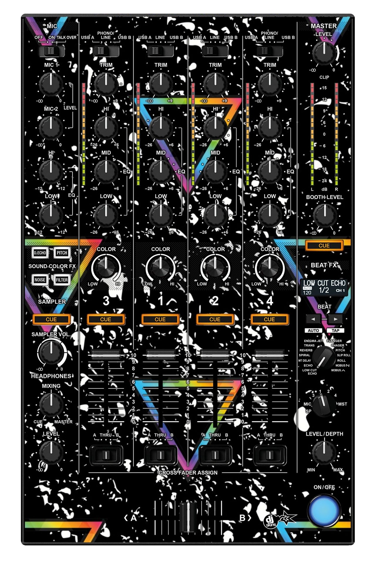 Pioneer DJ DDJ 1000 SRT MIXER Skin Minimal Rainbow