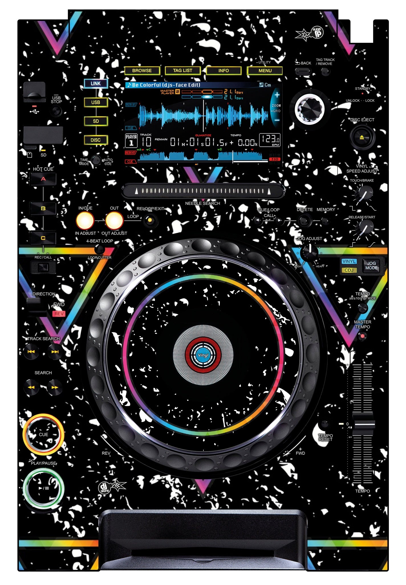 Pioneer DJ CDJ 2000 Skin Minimal Rainbow