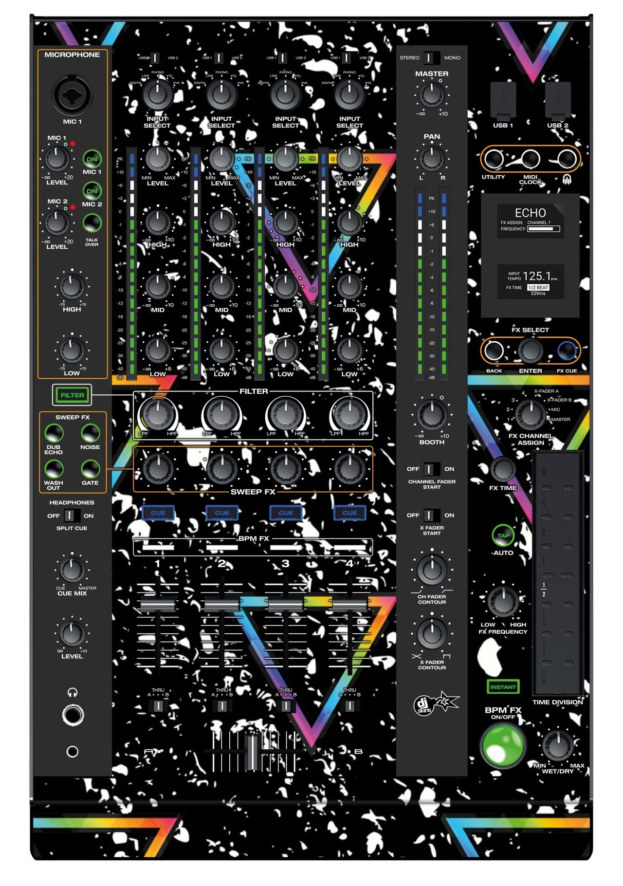 Denon DJ X 1800 Skin Minimal Rainbow