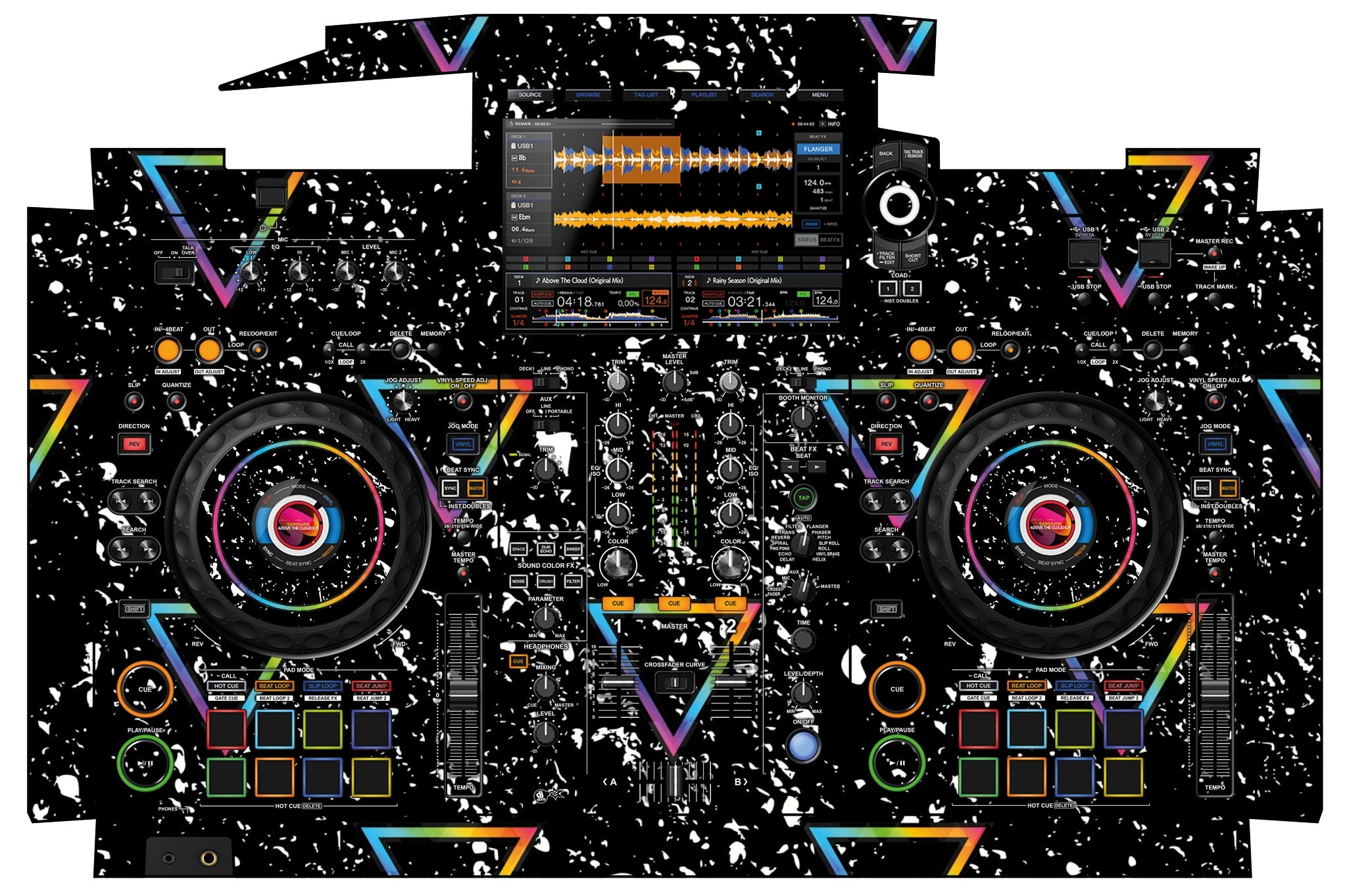 Pioneer DJ XDJ RX 3 Skin Minimal Rainbow
