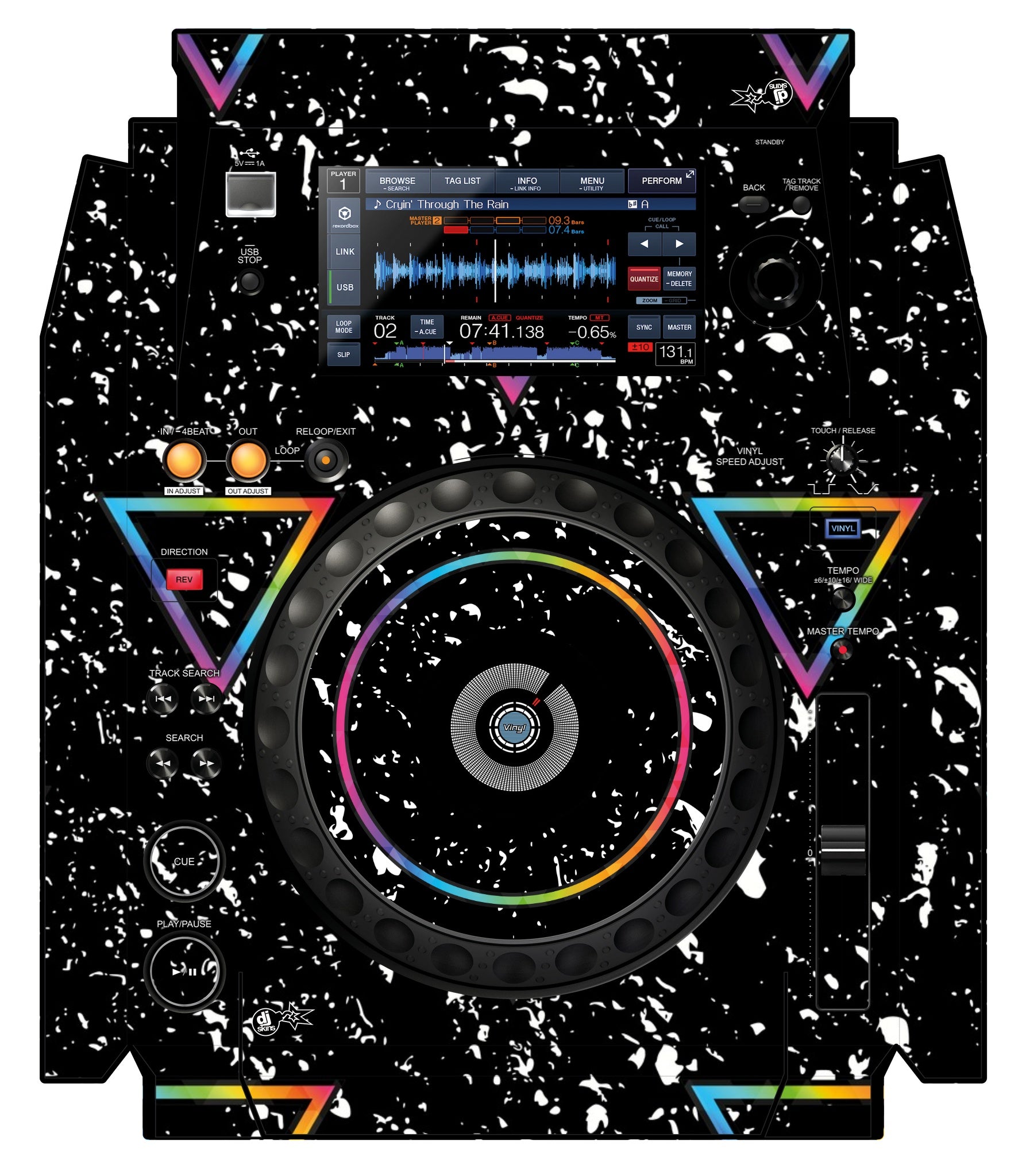 Pioneer DJ XDJ 1000 Skin Minimal Rainbow