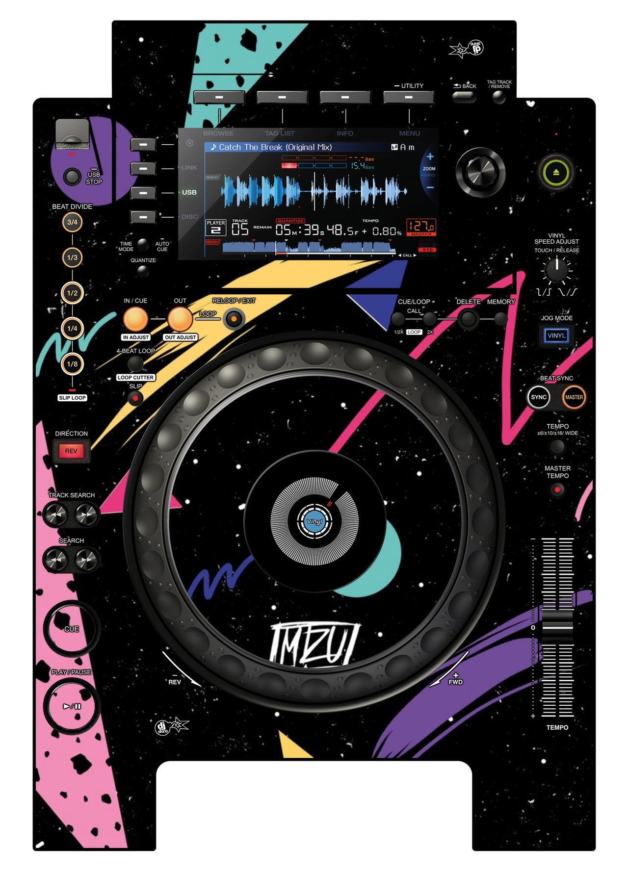 Pioneer DJ CDJ 900 NEXUS Skin Mizucat Black