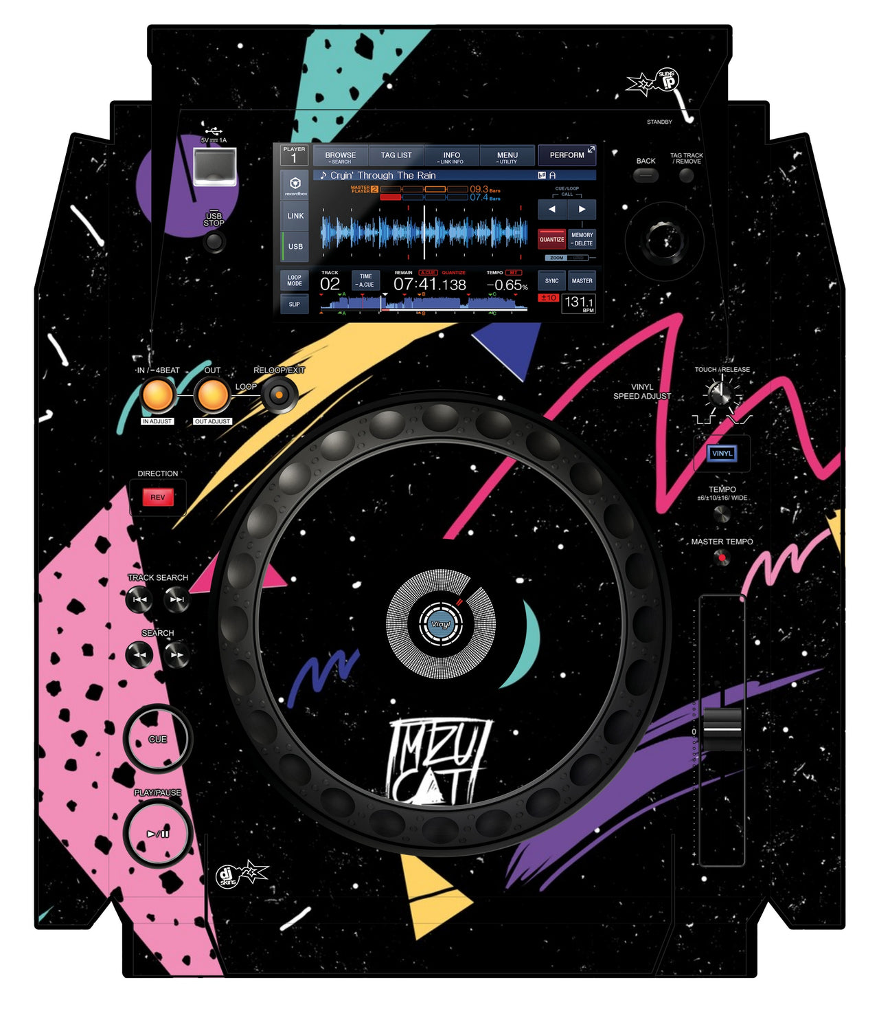 Pioneer DJ XDJ 1000 Skin Mizucat Black