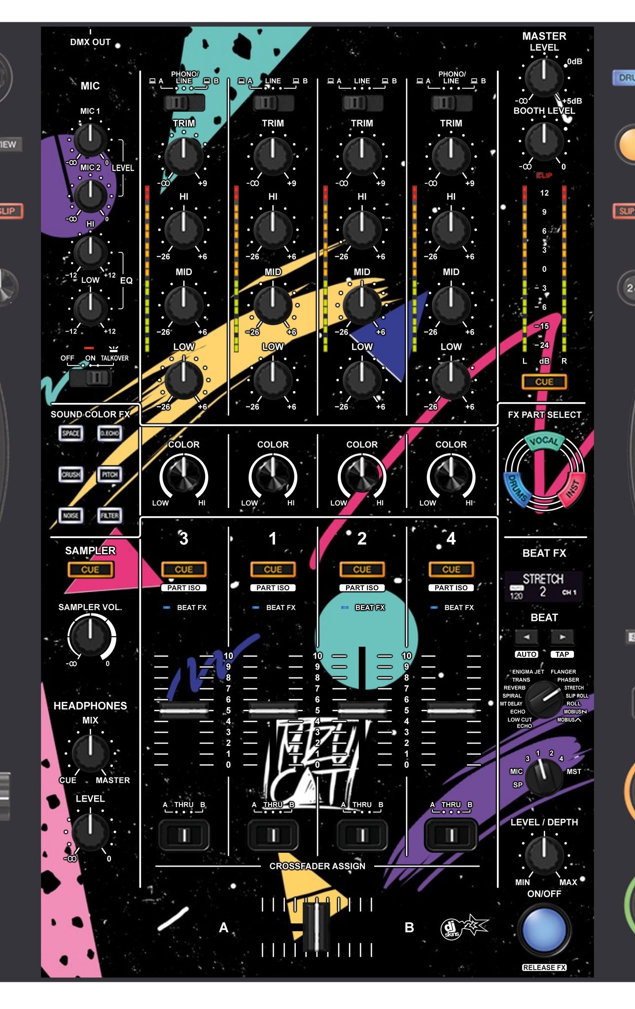 Pioneer DJ DDJ FLX10 MIXER Skin Mizucat Black