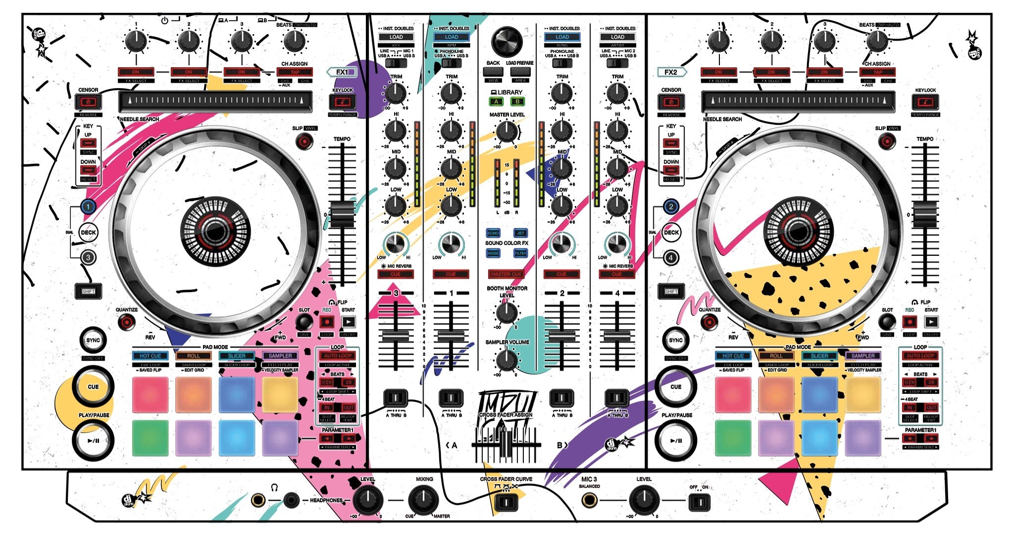 Pioneer DJ DDJ SX 3 Skin Mizucat White