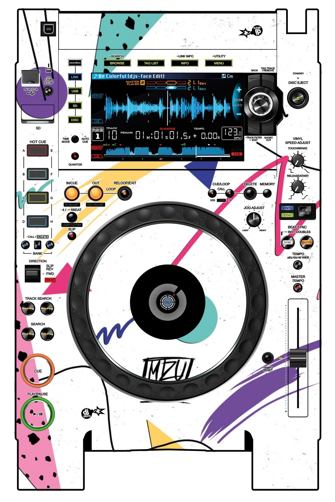 Pioneer DJ CDJ 2000 NEXUS 2 Skin Mizucat White